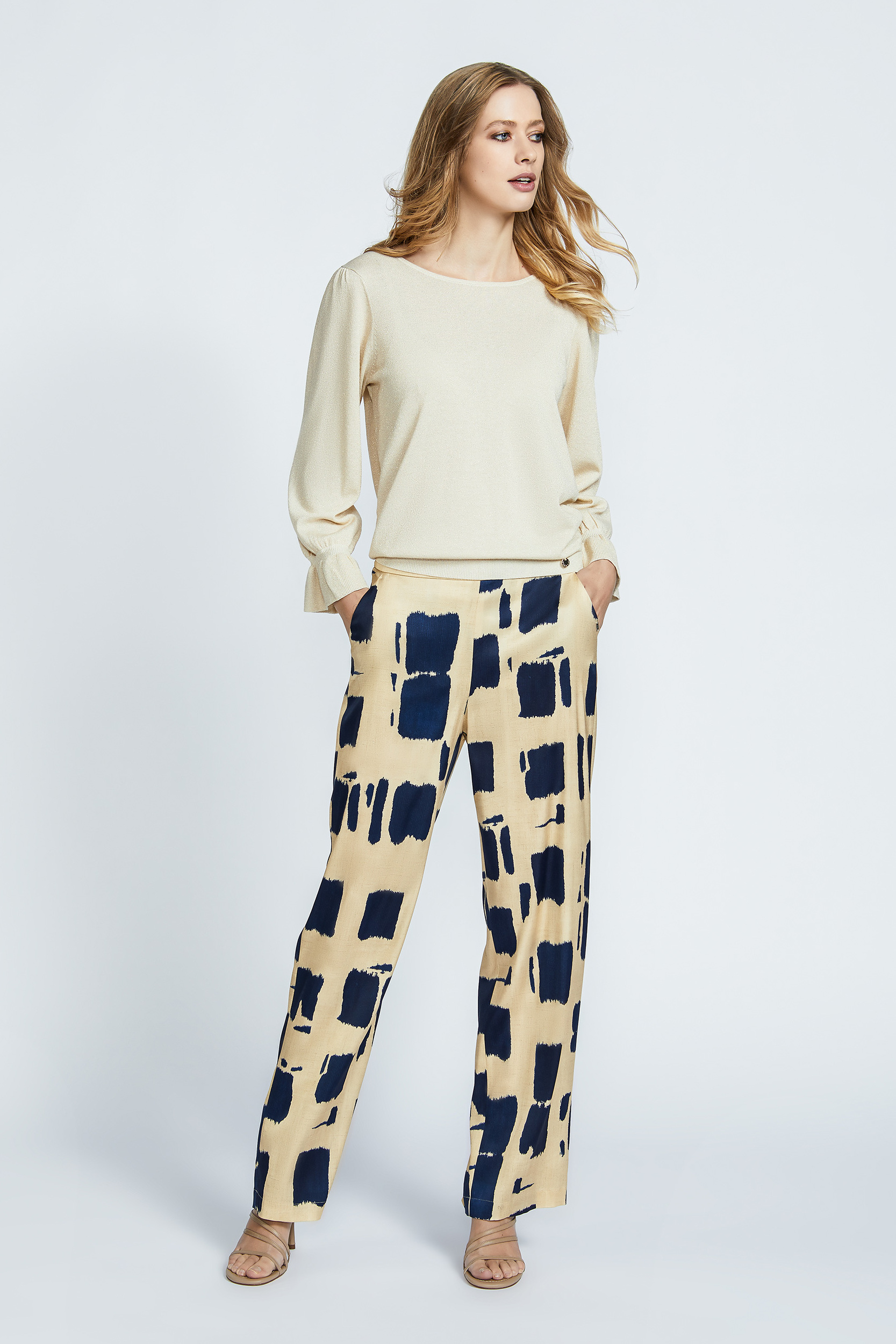 Trousers with block print