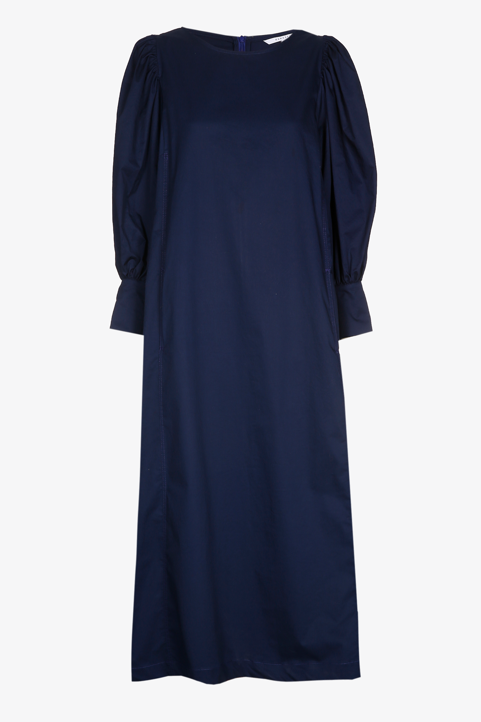 Midi dress with puff sleeves