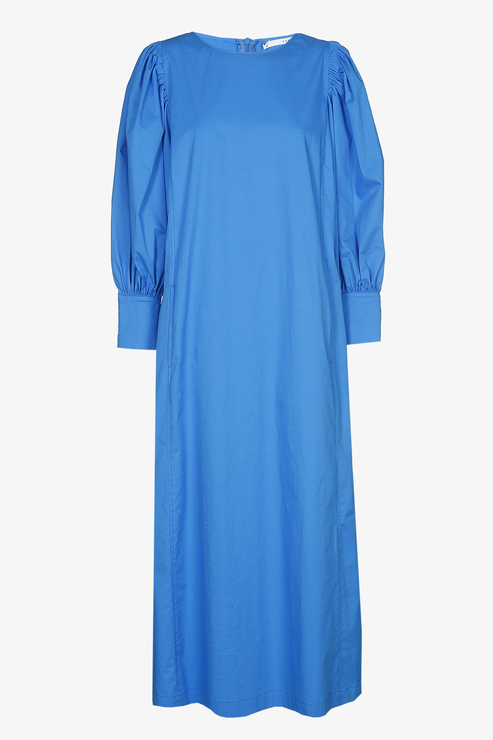 Midi dress with puff sleeves