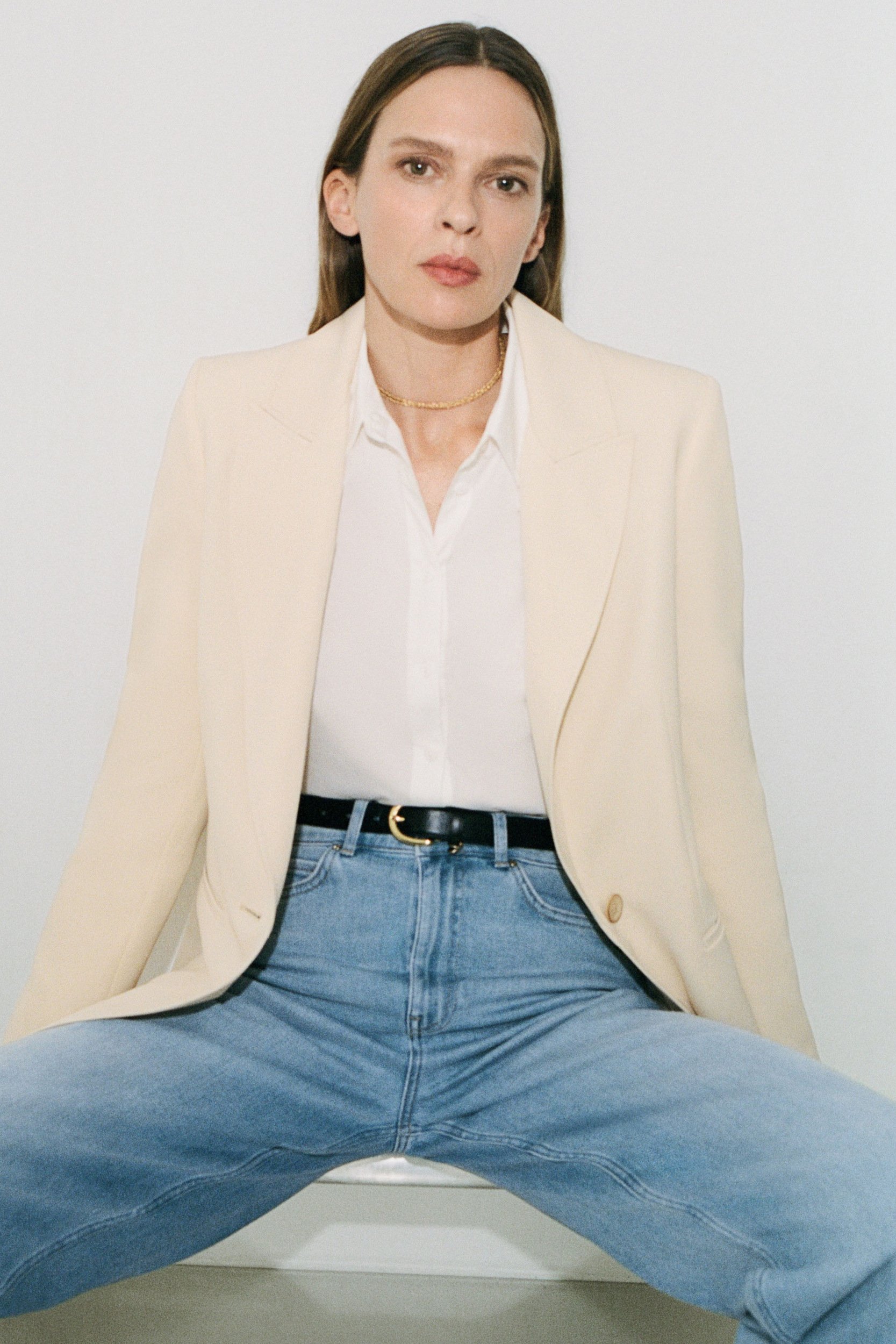 Straight blazer with pockets