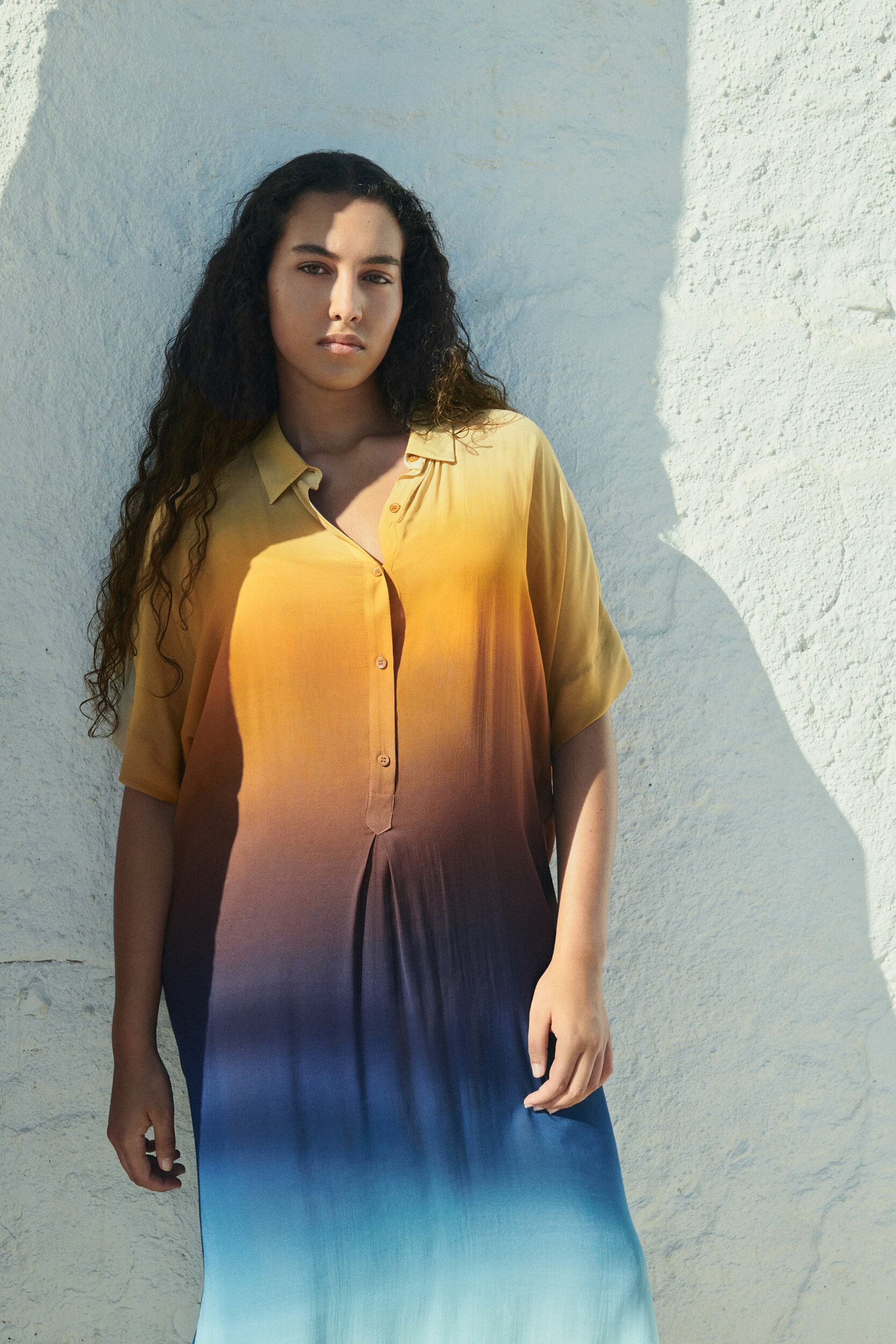 Gradient dress in warm colours