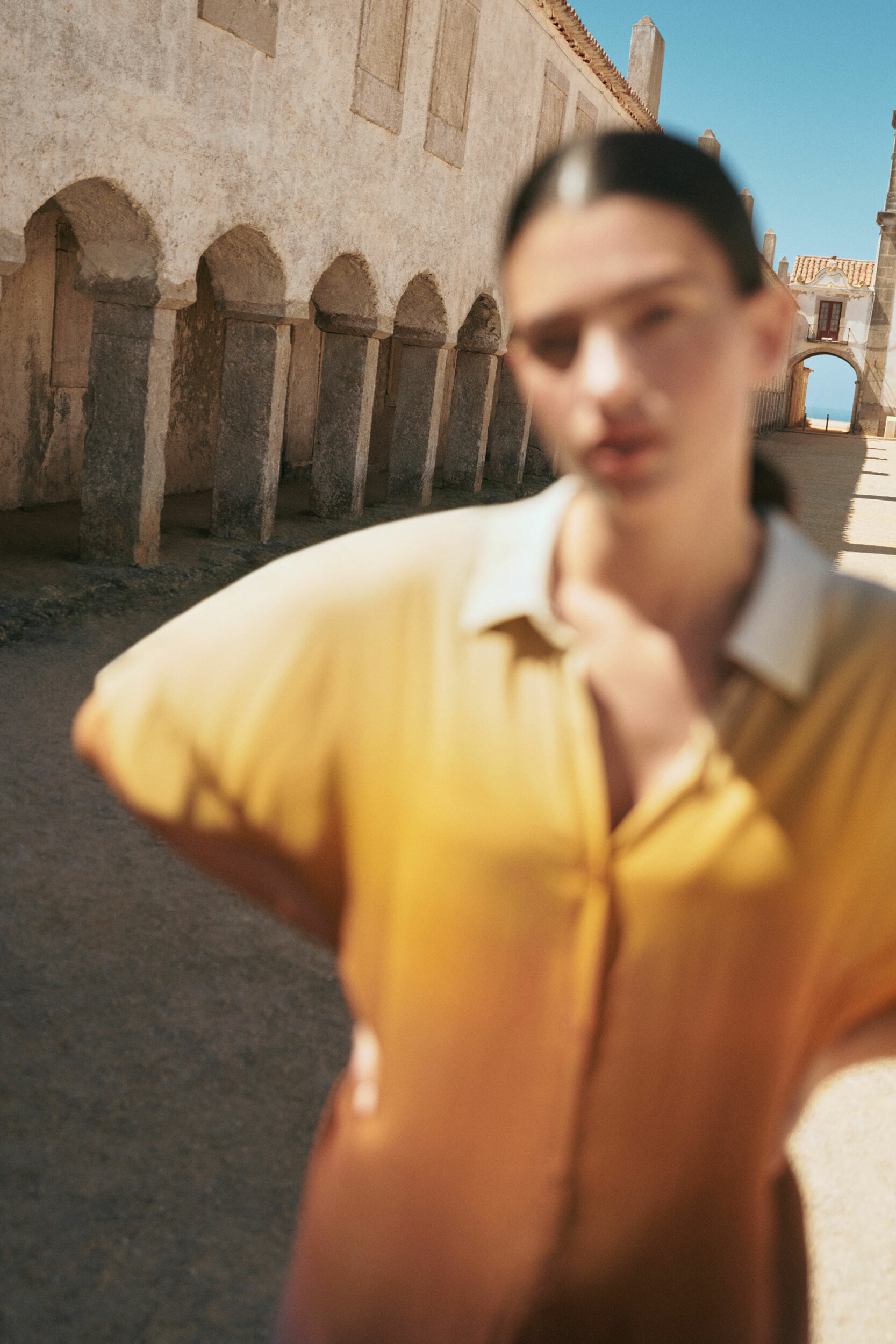 Gradient dress in warm colours