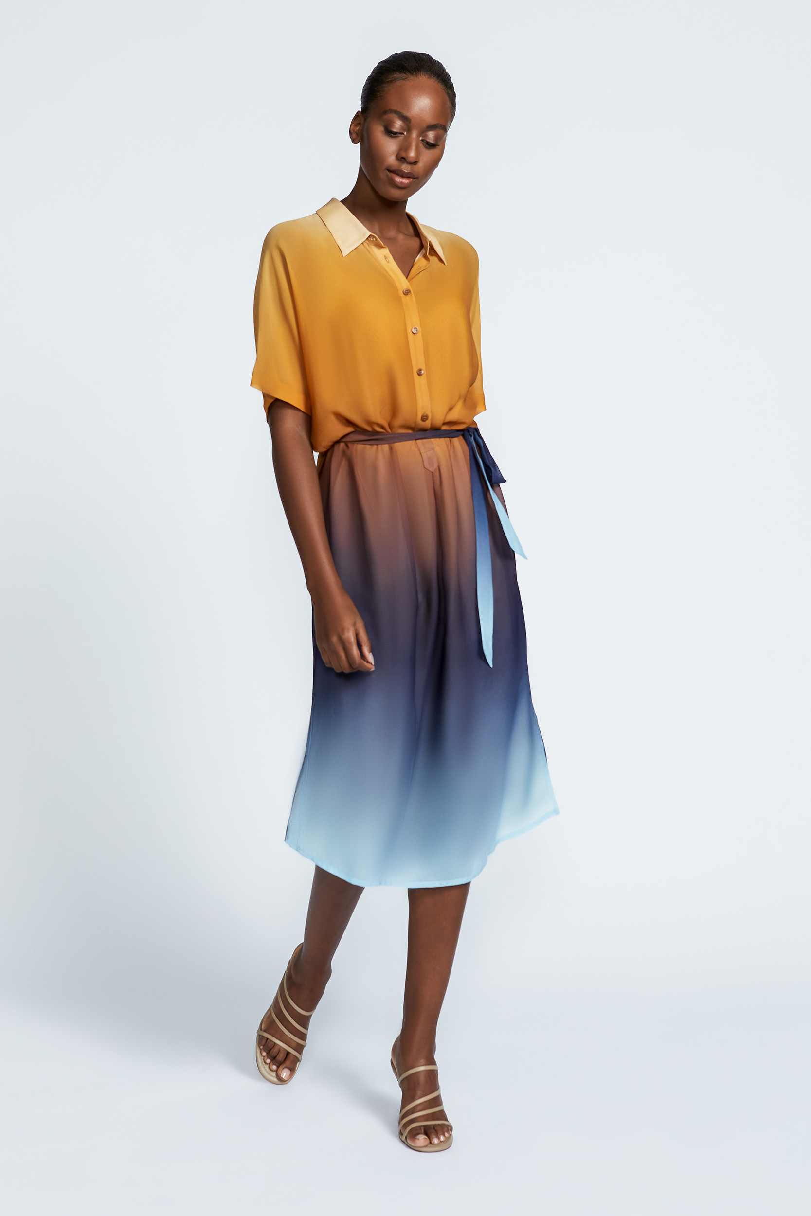 Gradient dress in warm colours