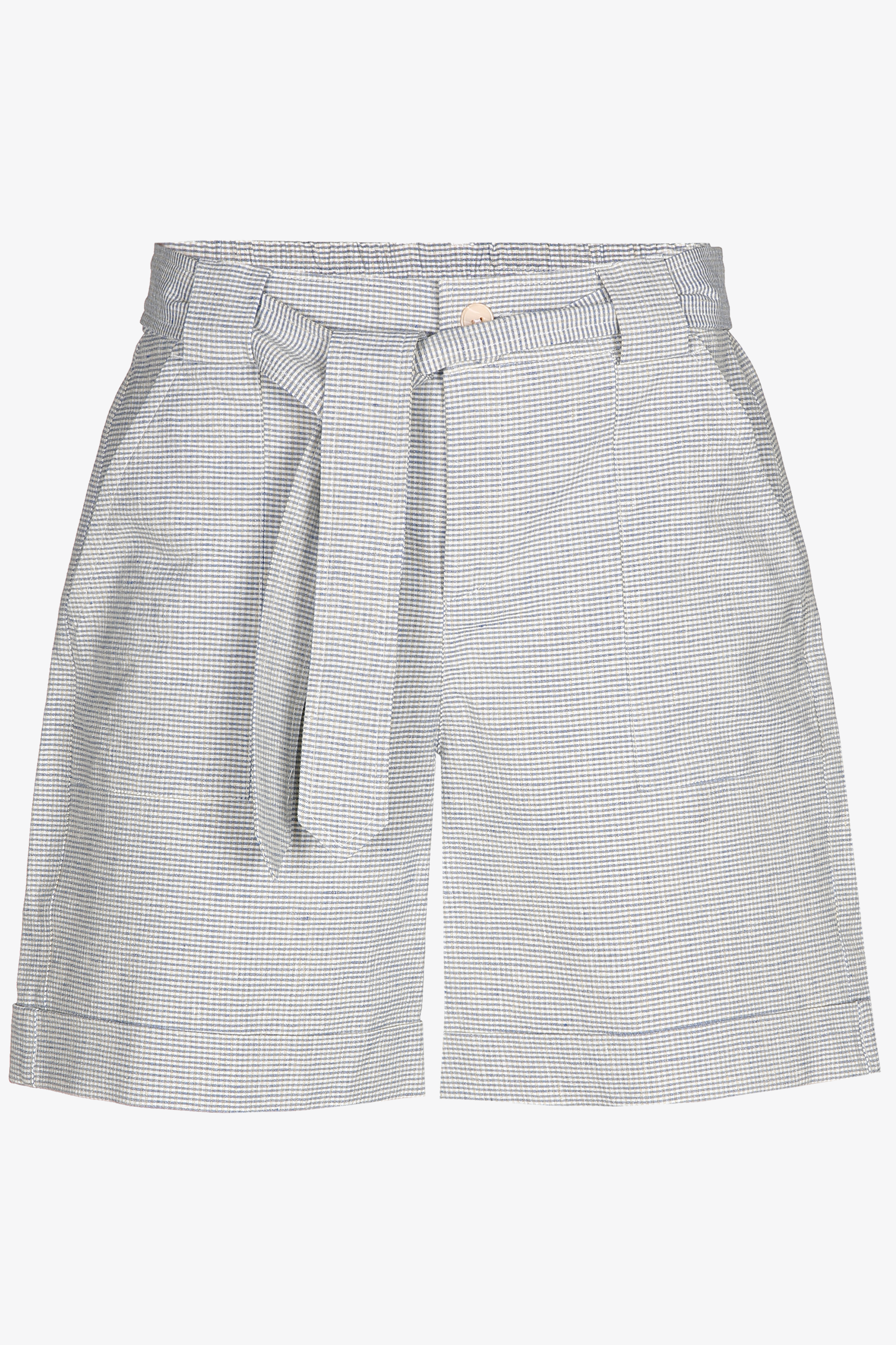 Linen shorts with Gingham print