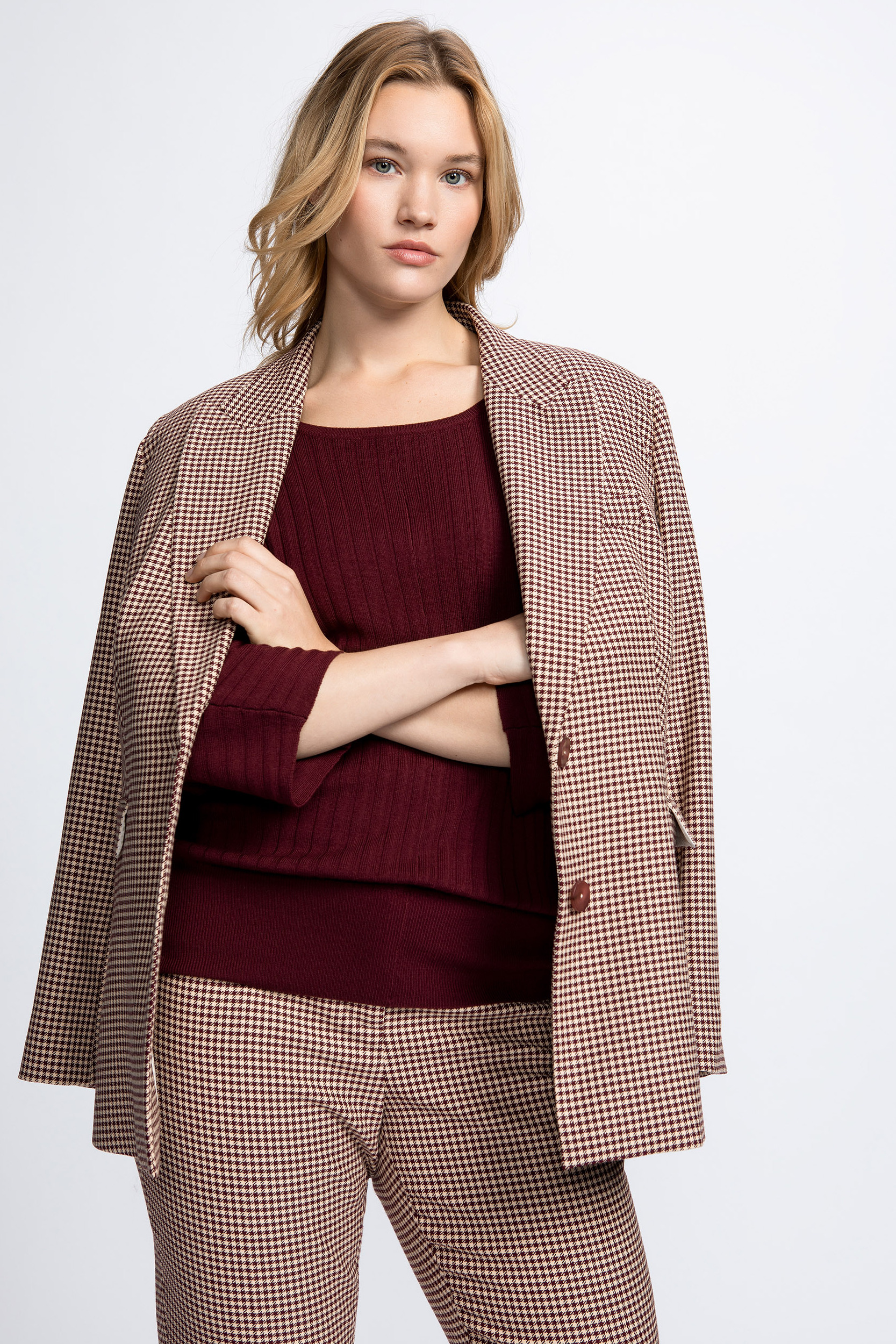 Blazer with houndstooth print