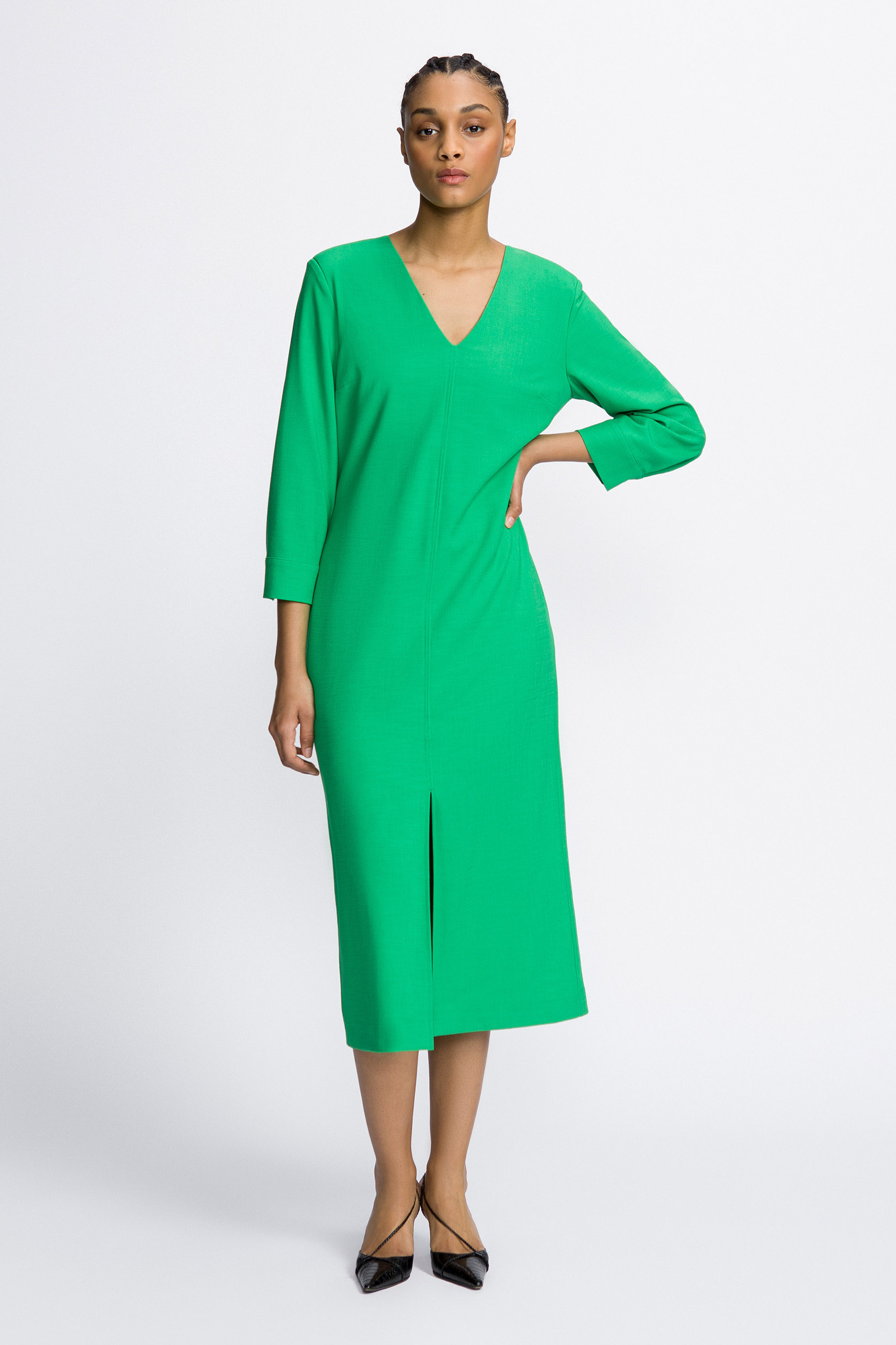 Robe midi à encolure en V