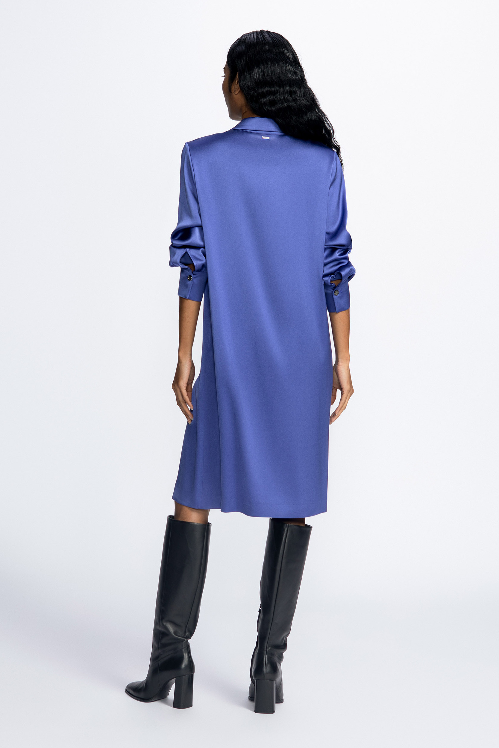 Blusenkleid in glänzender Satinoptik
