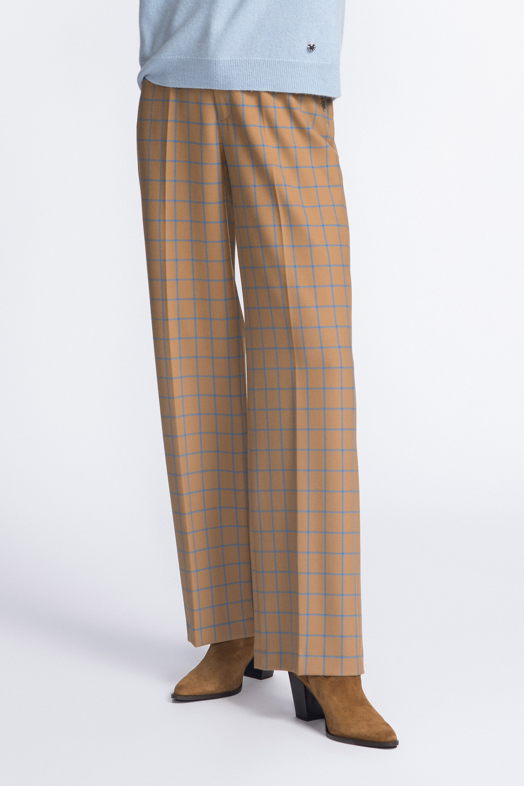 Checked wide-leg trousers