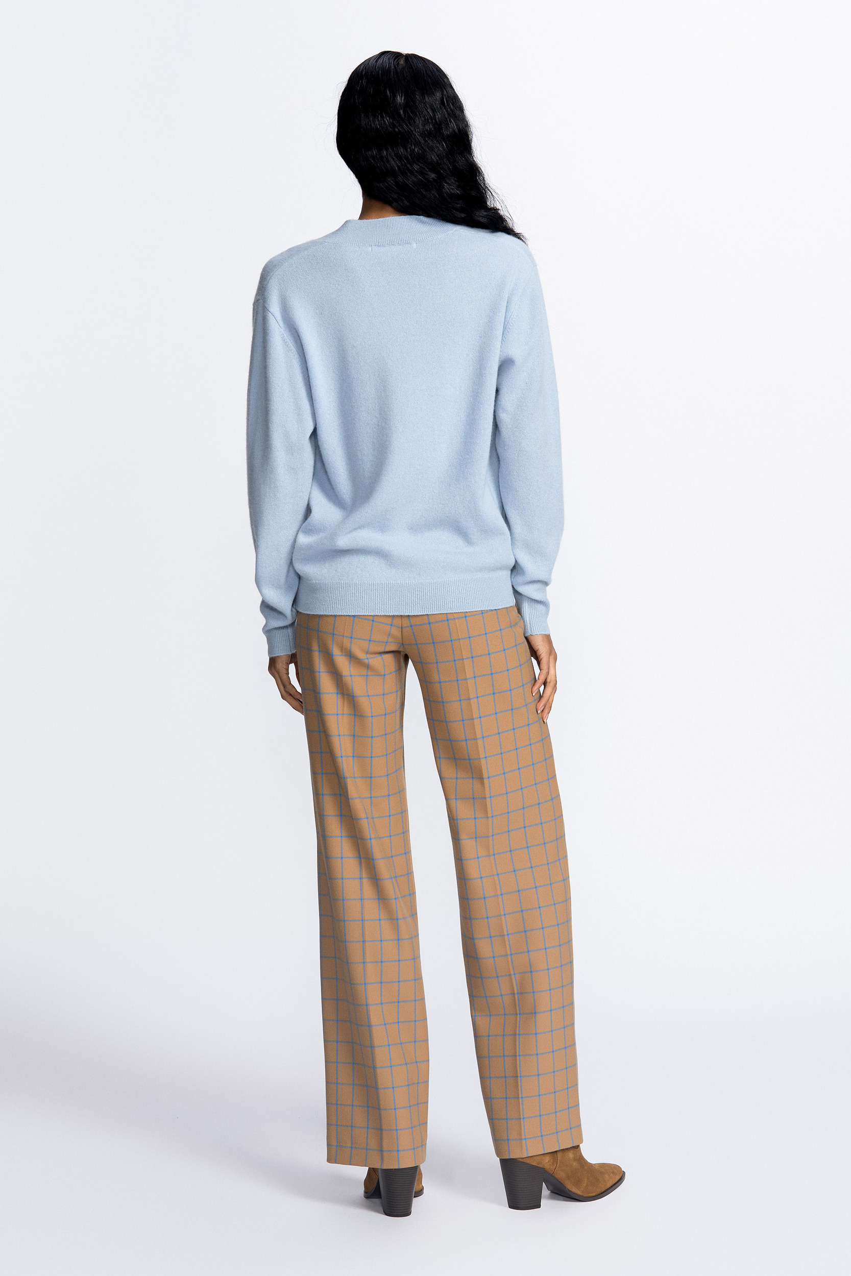 Checked wide-leg trousers