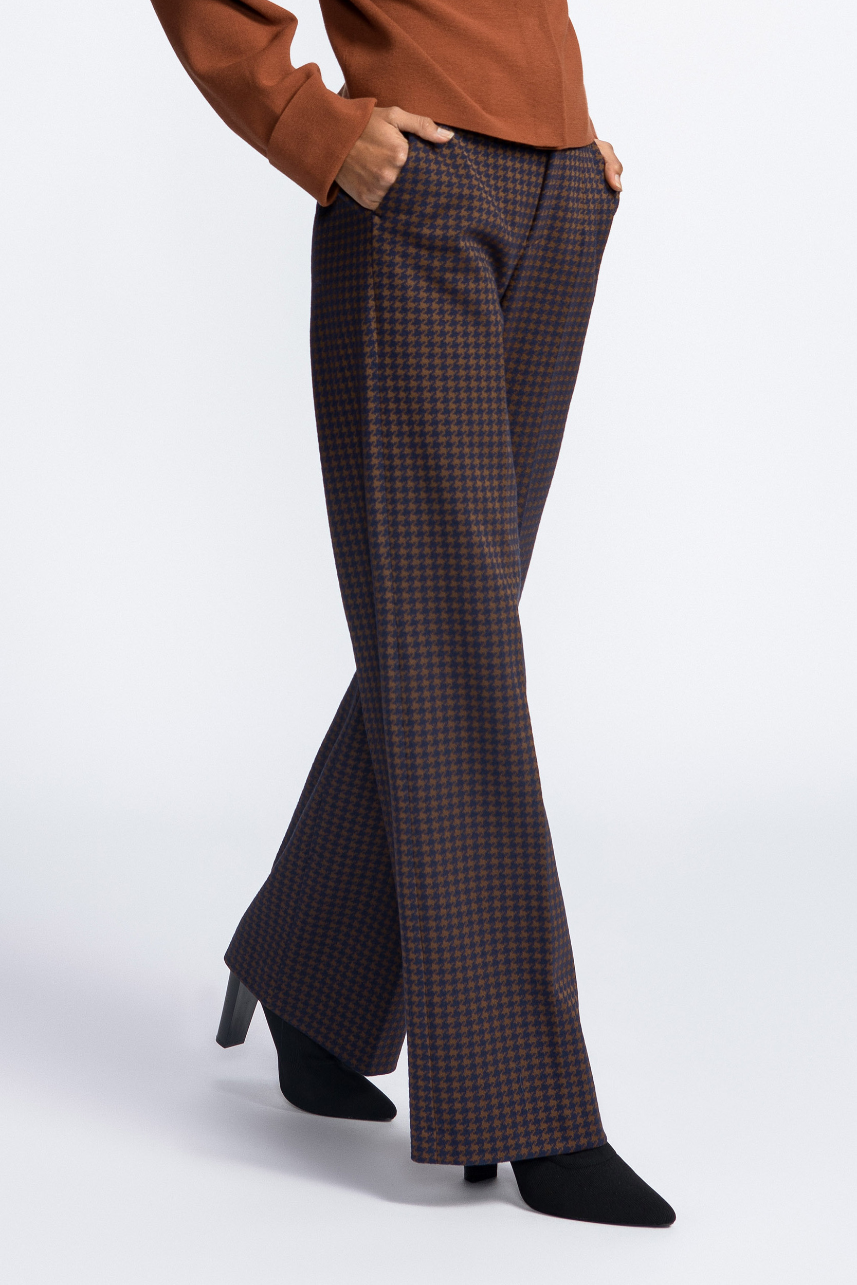 Pantalon à motif pied-de-poule