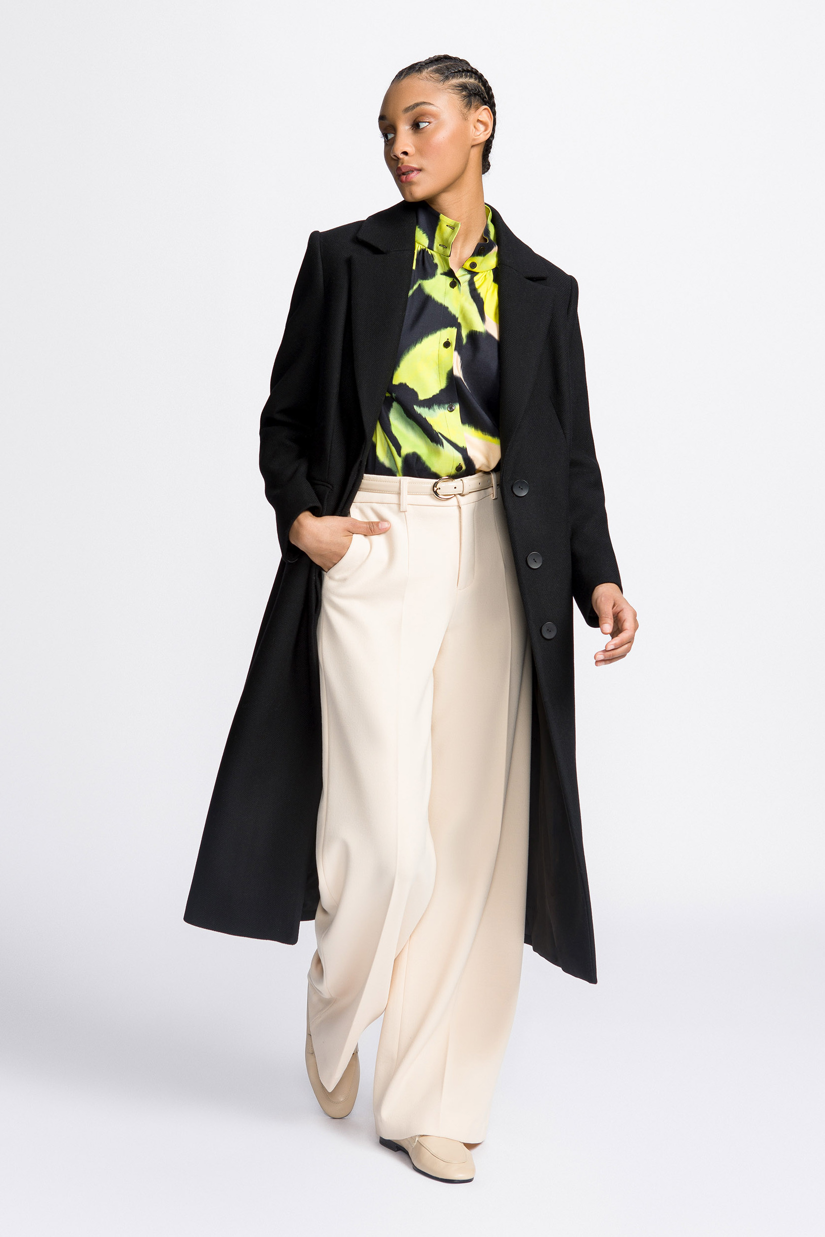Long smart twill coat