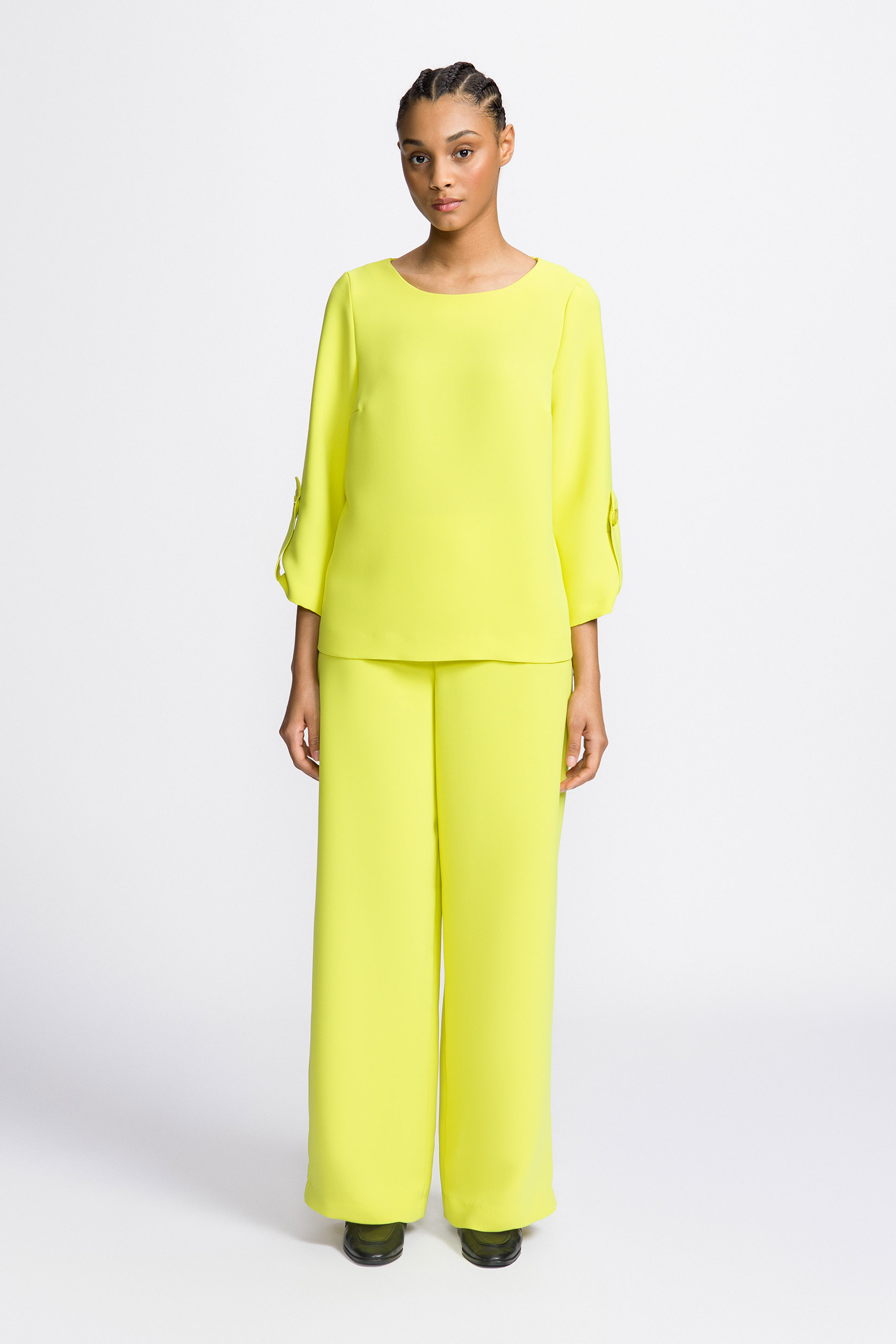Blouse en sergé à encolure ronde