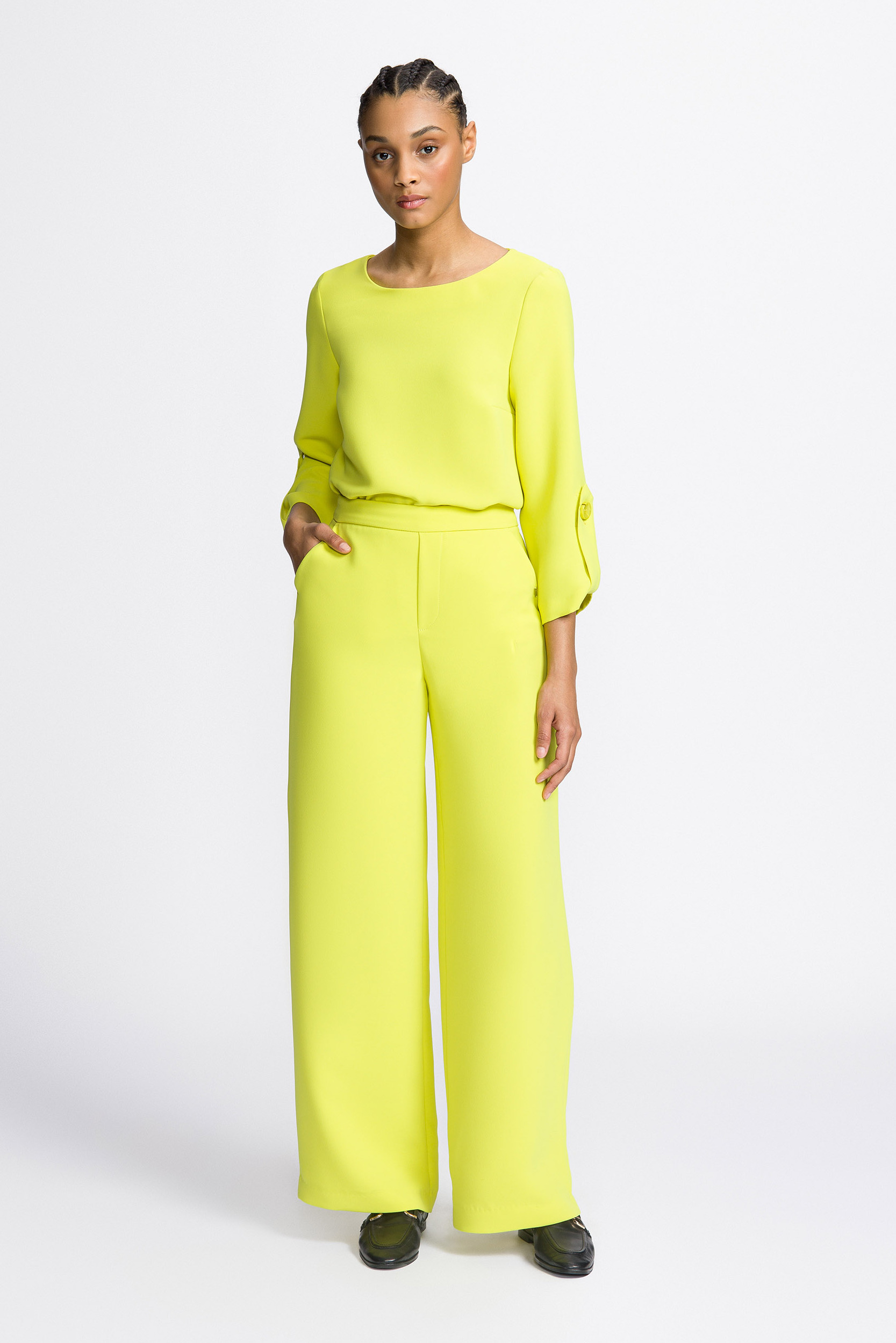Blouse en sergé à encolure ronde