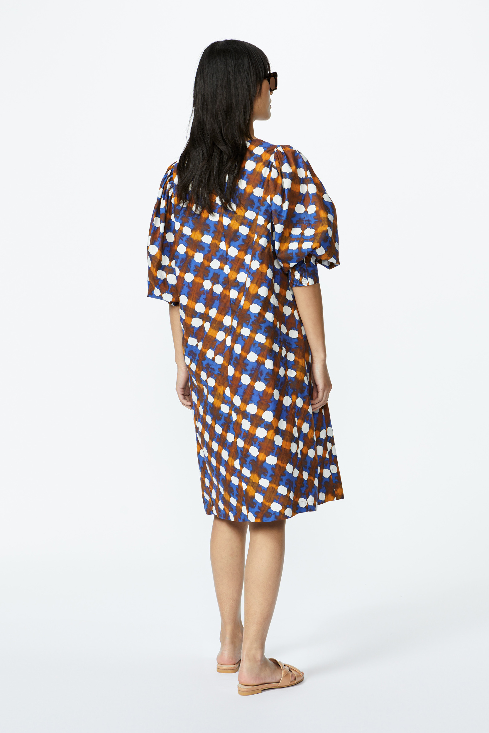 Cotton dress with arty dot print