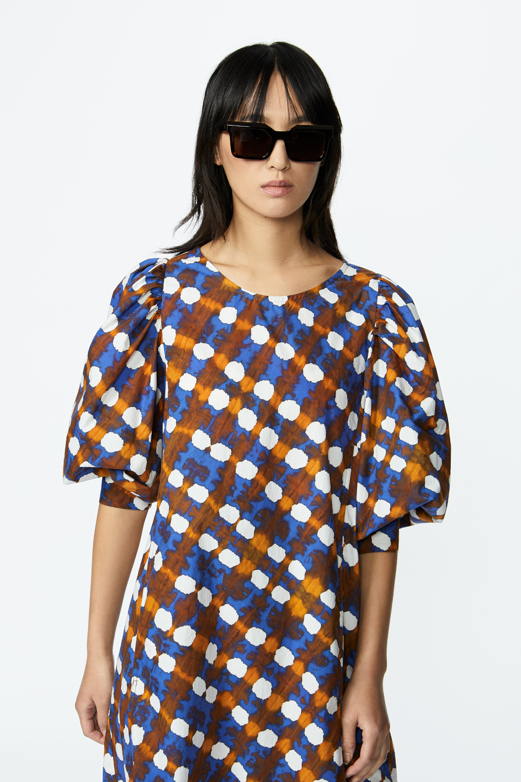 Katoenen jurk met arty dot print