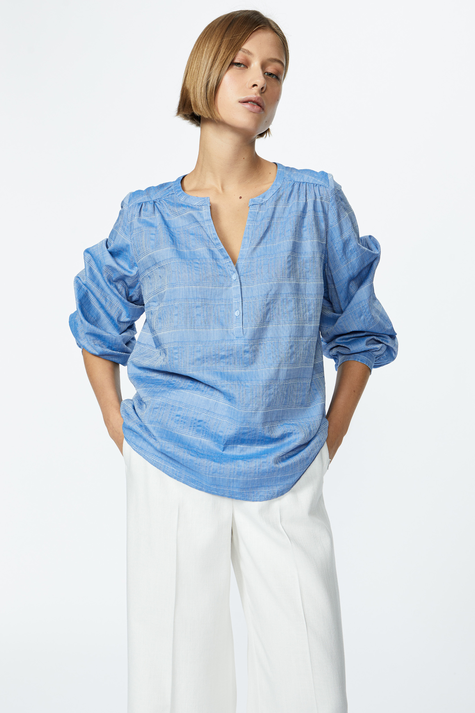 Cotton jacquard blouse