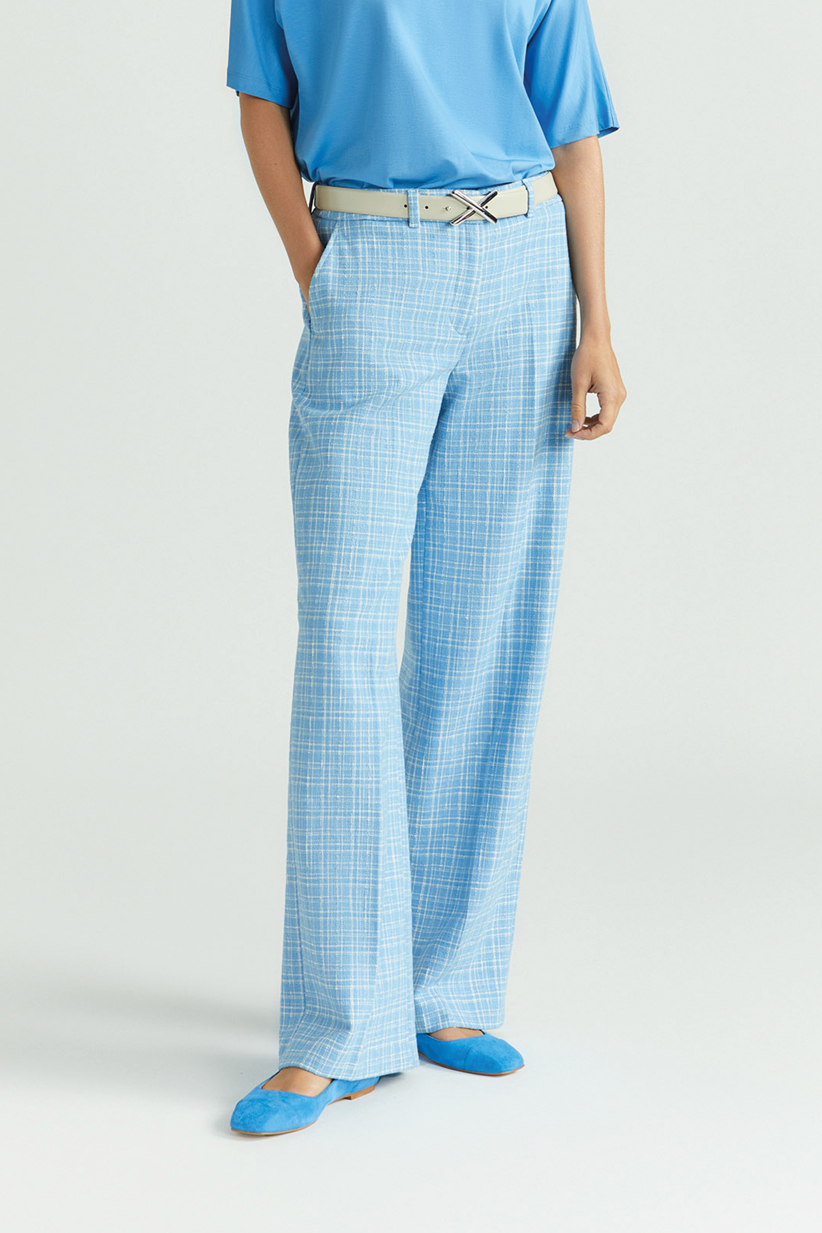 Geruite broek met wijde pijpen
