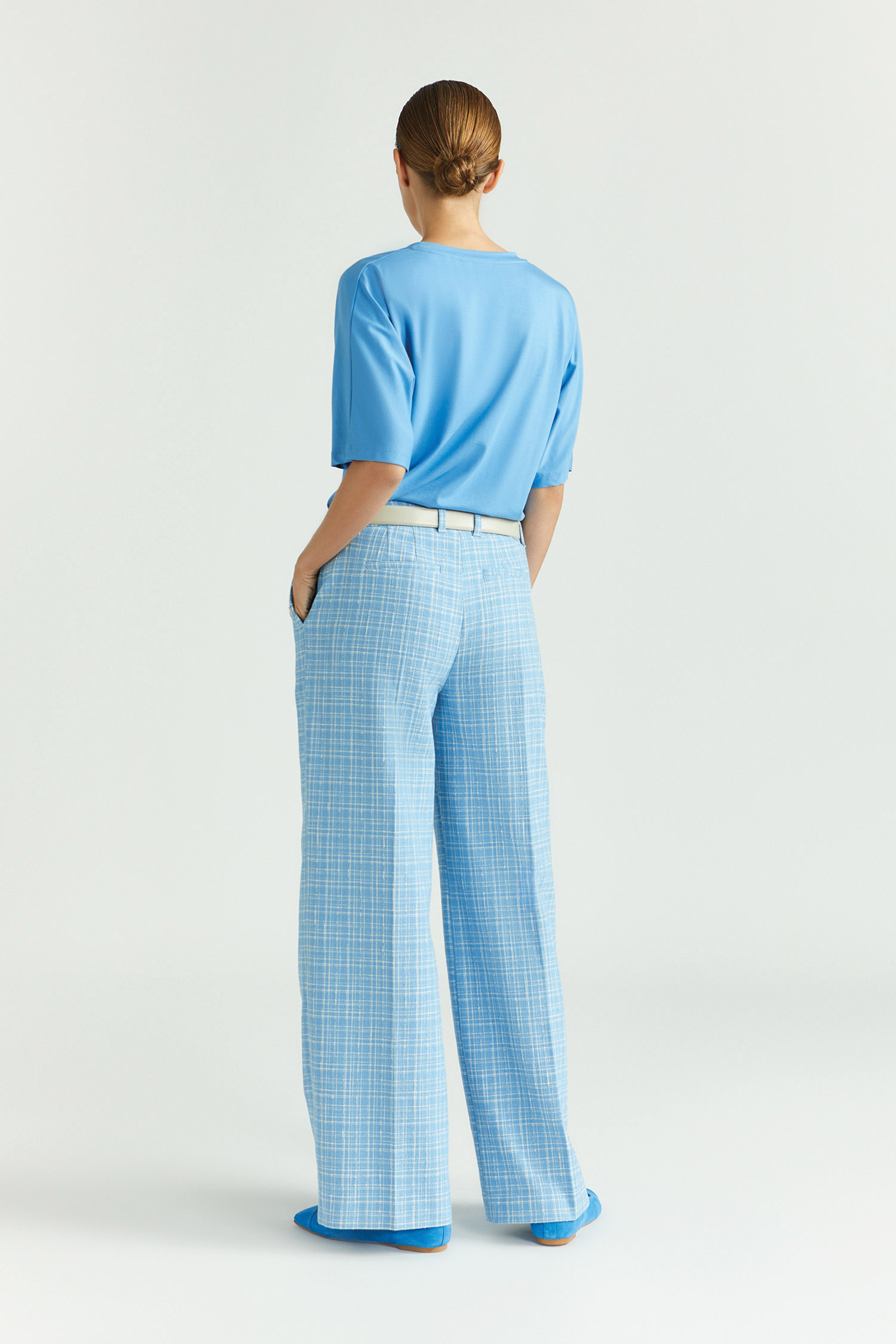 Geruite broek met wijde pijpen