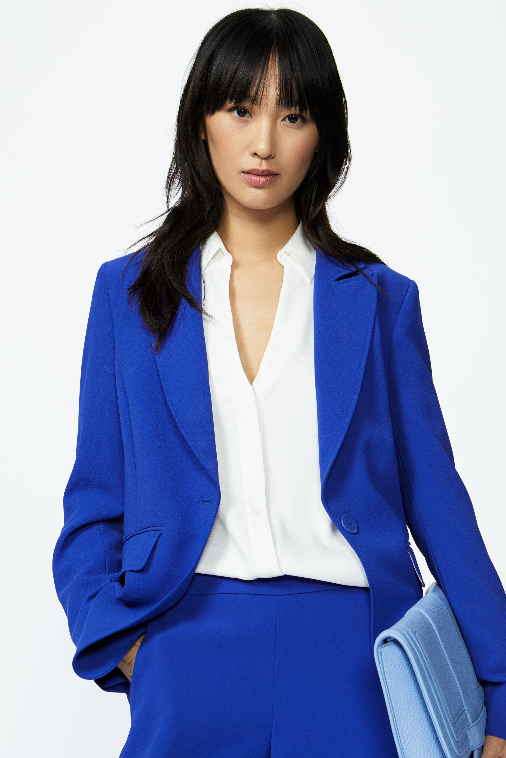 Blazer with subtly rounded hem