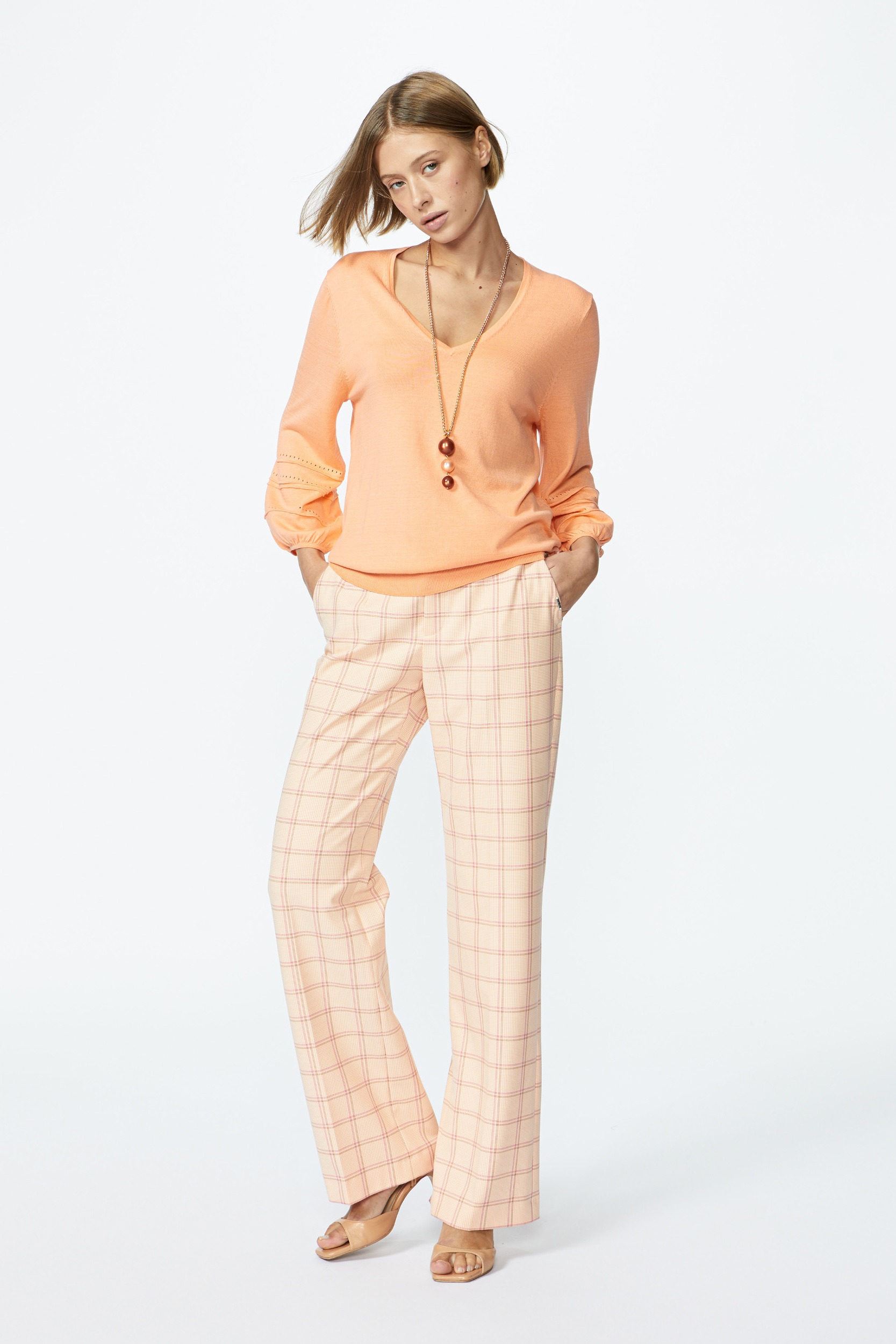 Pantalon taille haute a carreaux store