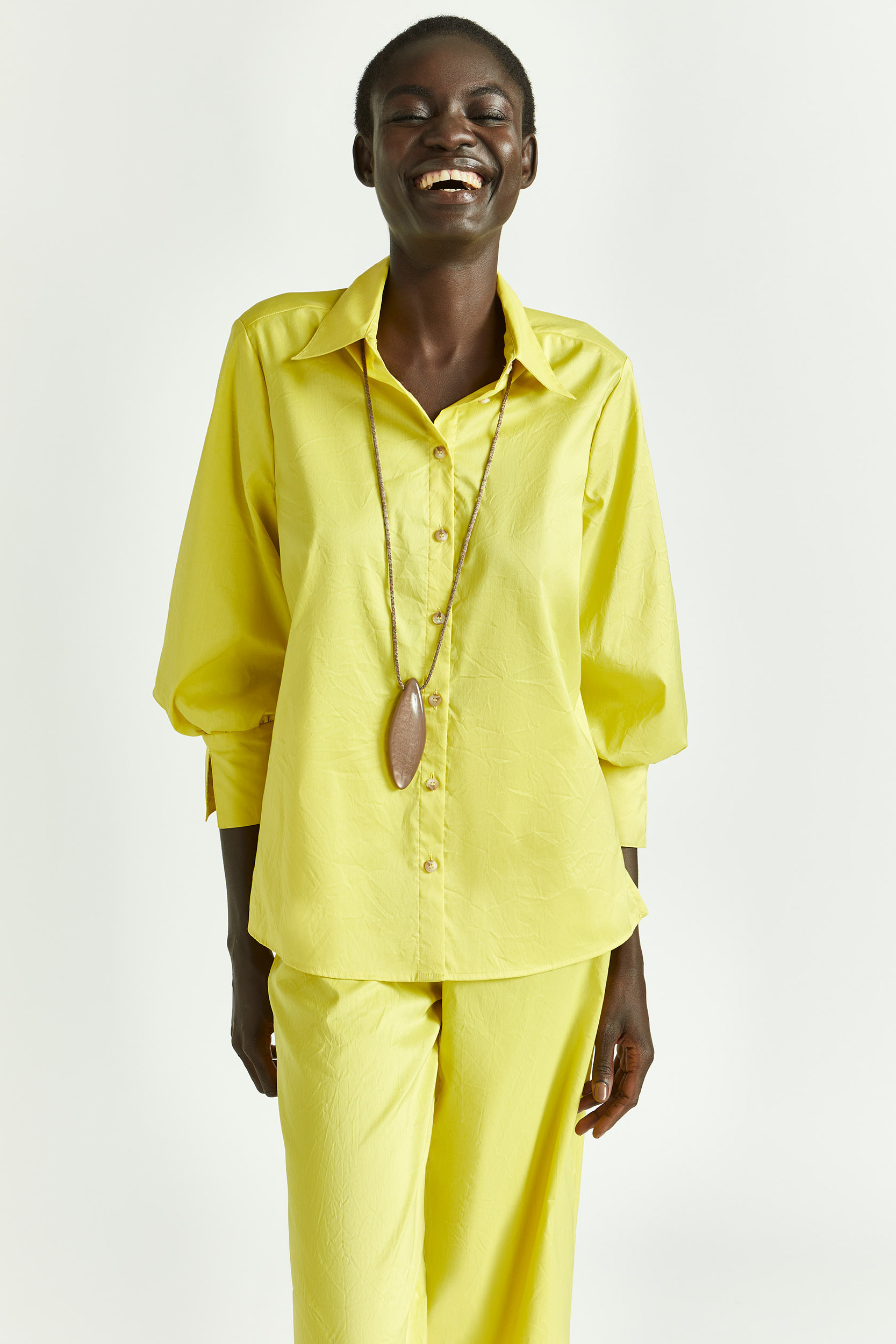 Hemdblouse van krinkelstof