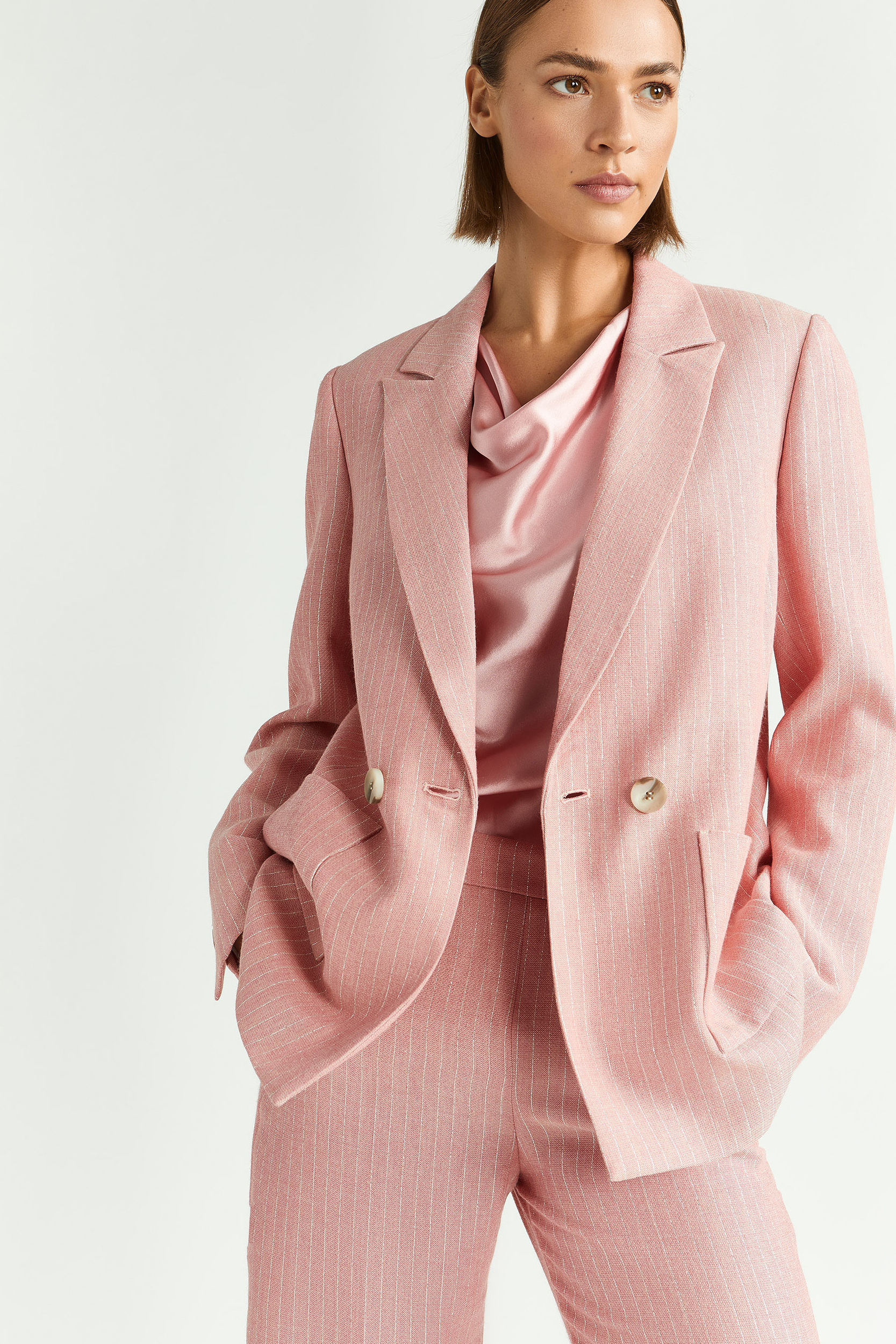 Blazer avec motif trait de craie en lurex