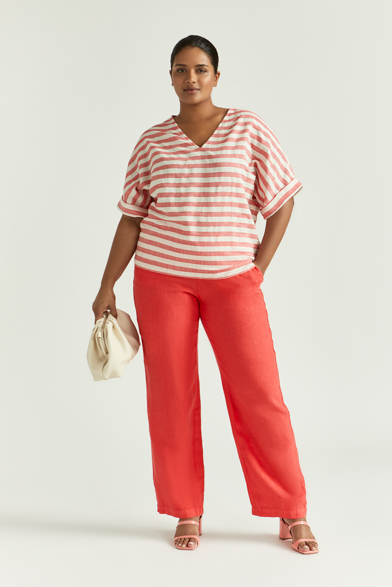 Blouse rayée à encolure en V