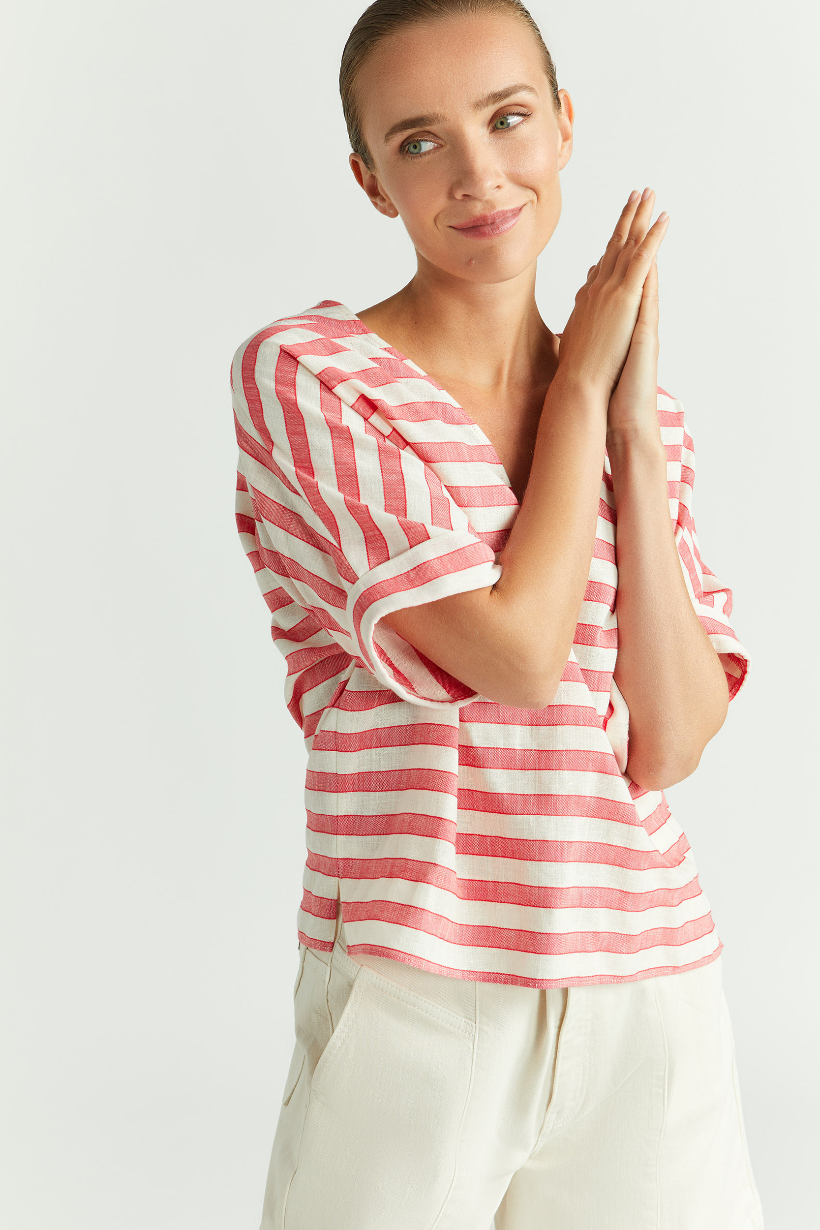 Blouse rayée à encolure en V