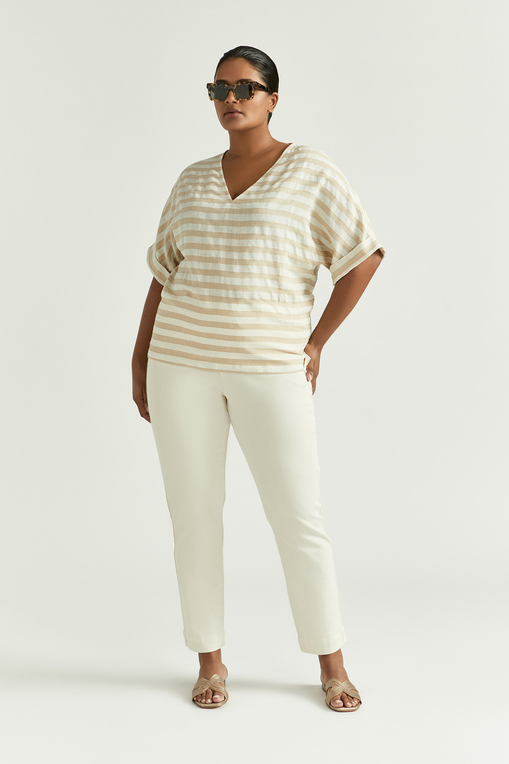 Blouse rayée à encolure en V