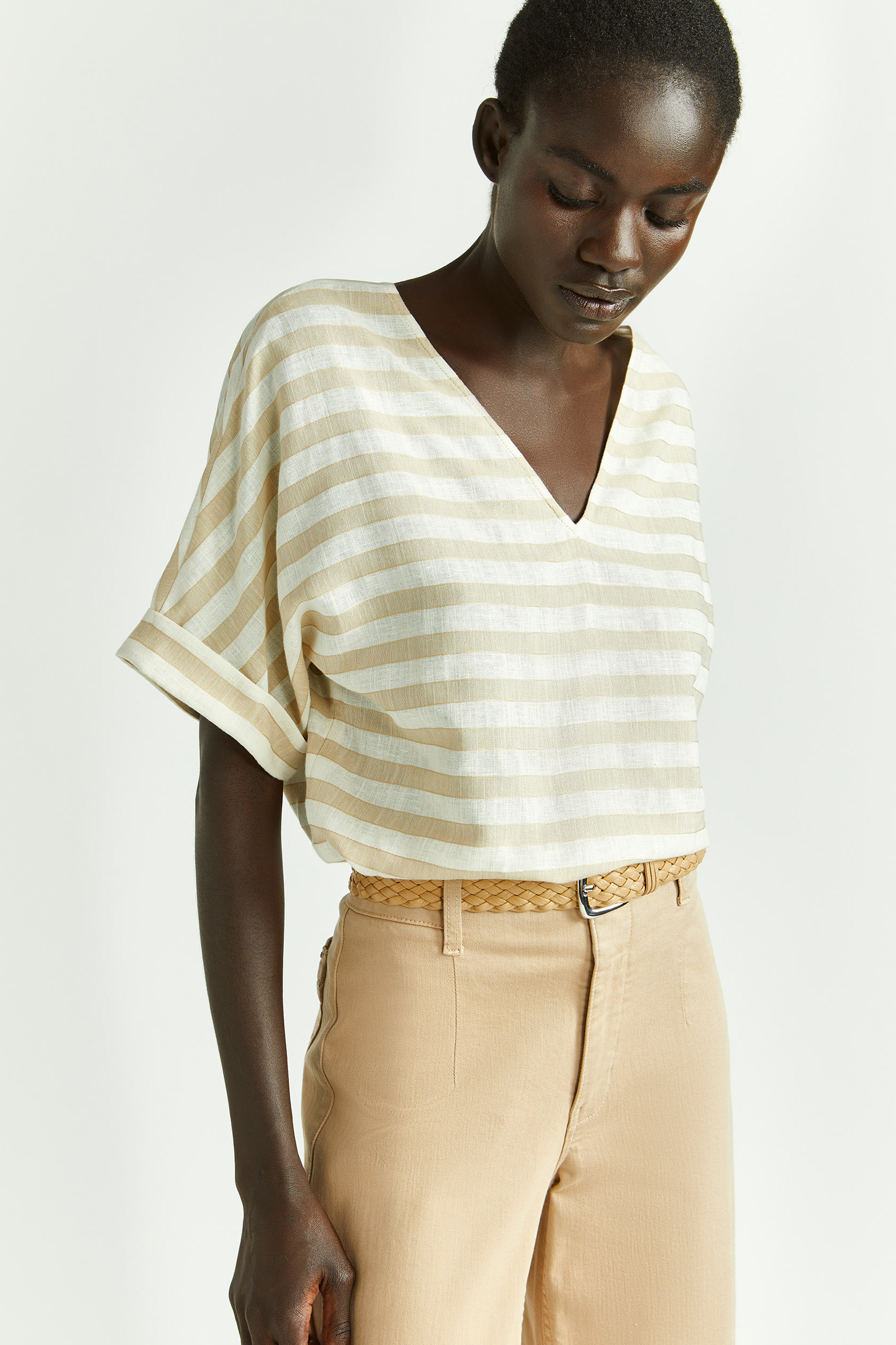 Blouse rayée à encolure en V