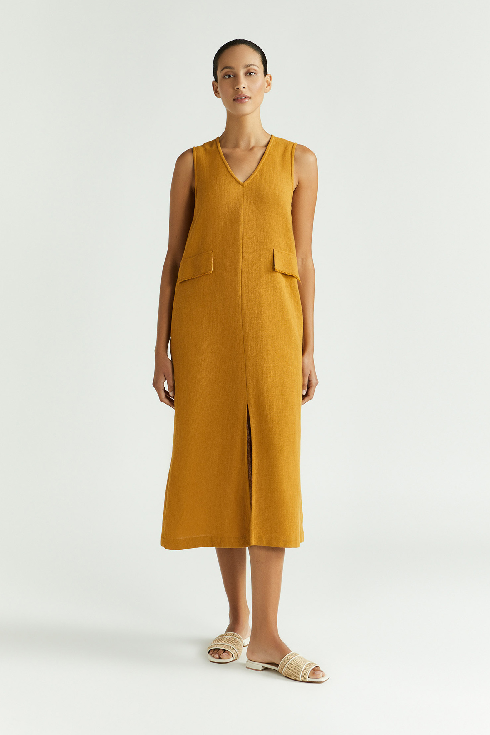 Robe en ligne A à l’aspect lin