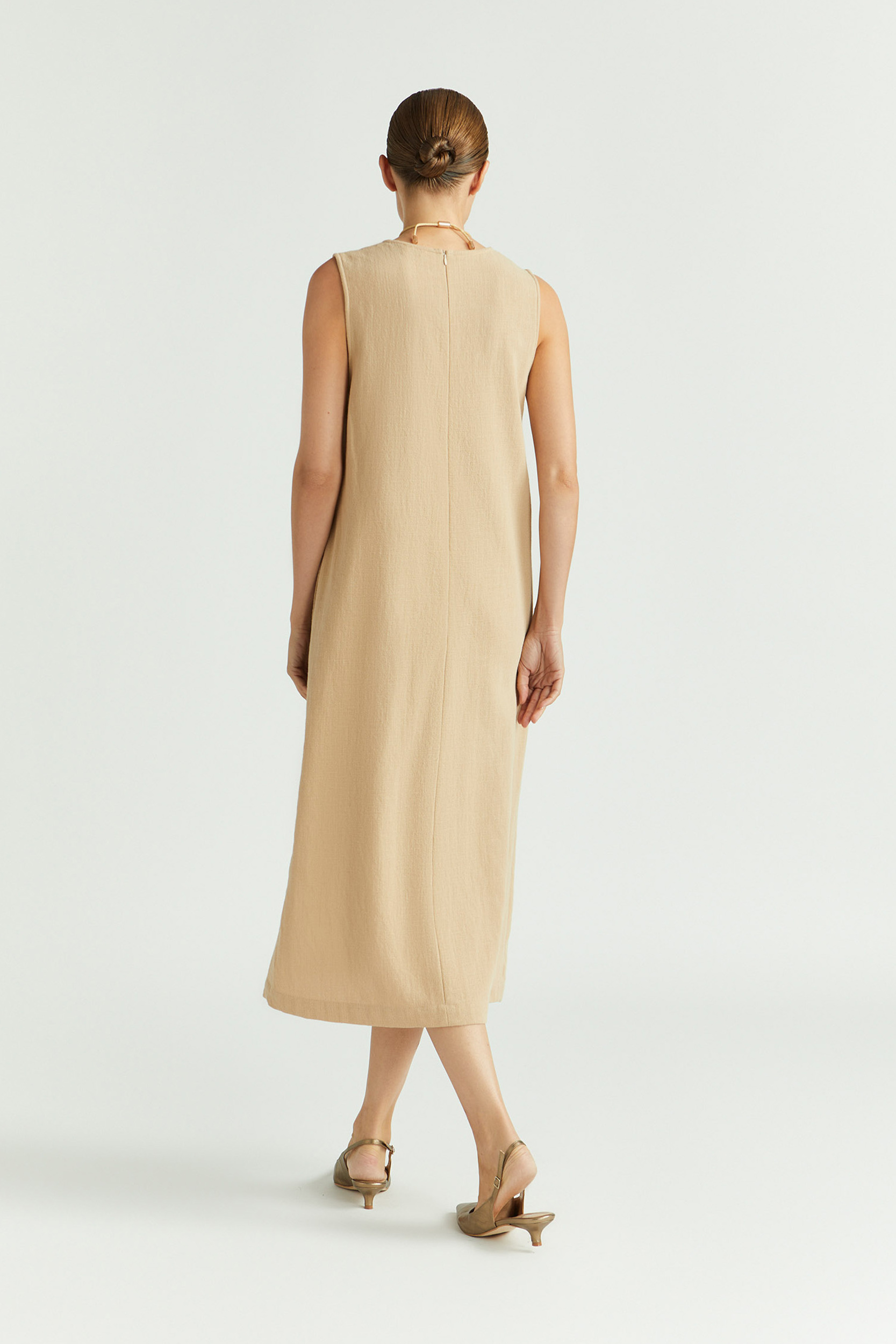 A-line dress with linen look