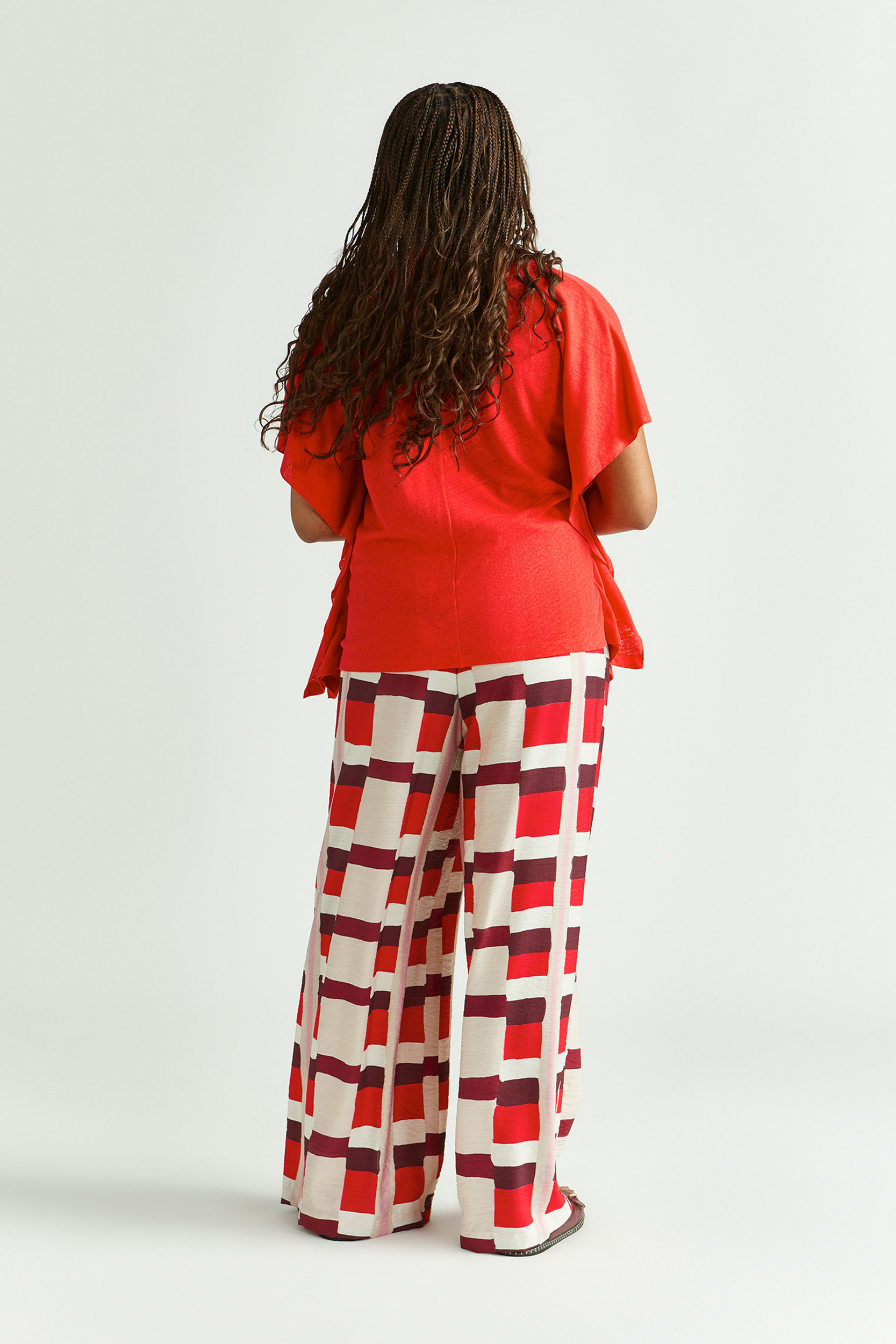 Broek met aquarelprint