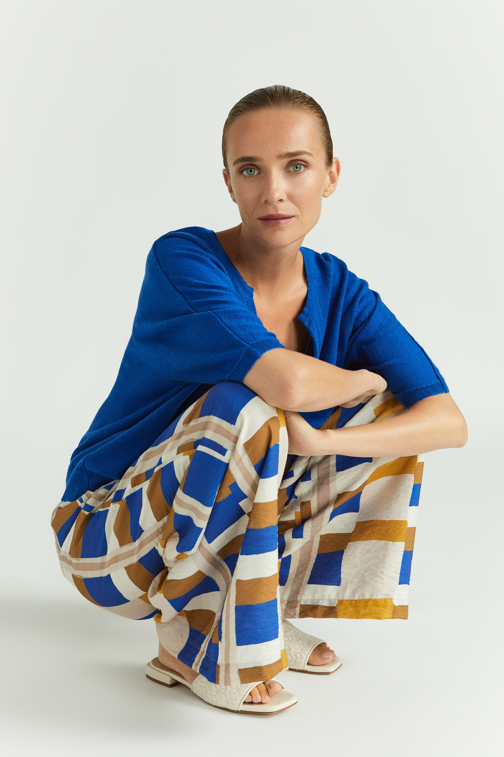 Trousers with watercolour print