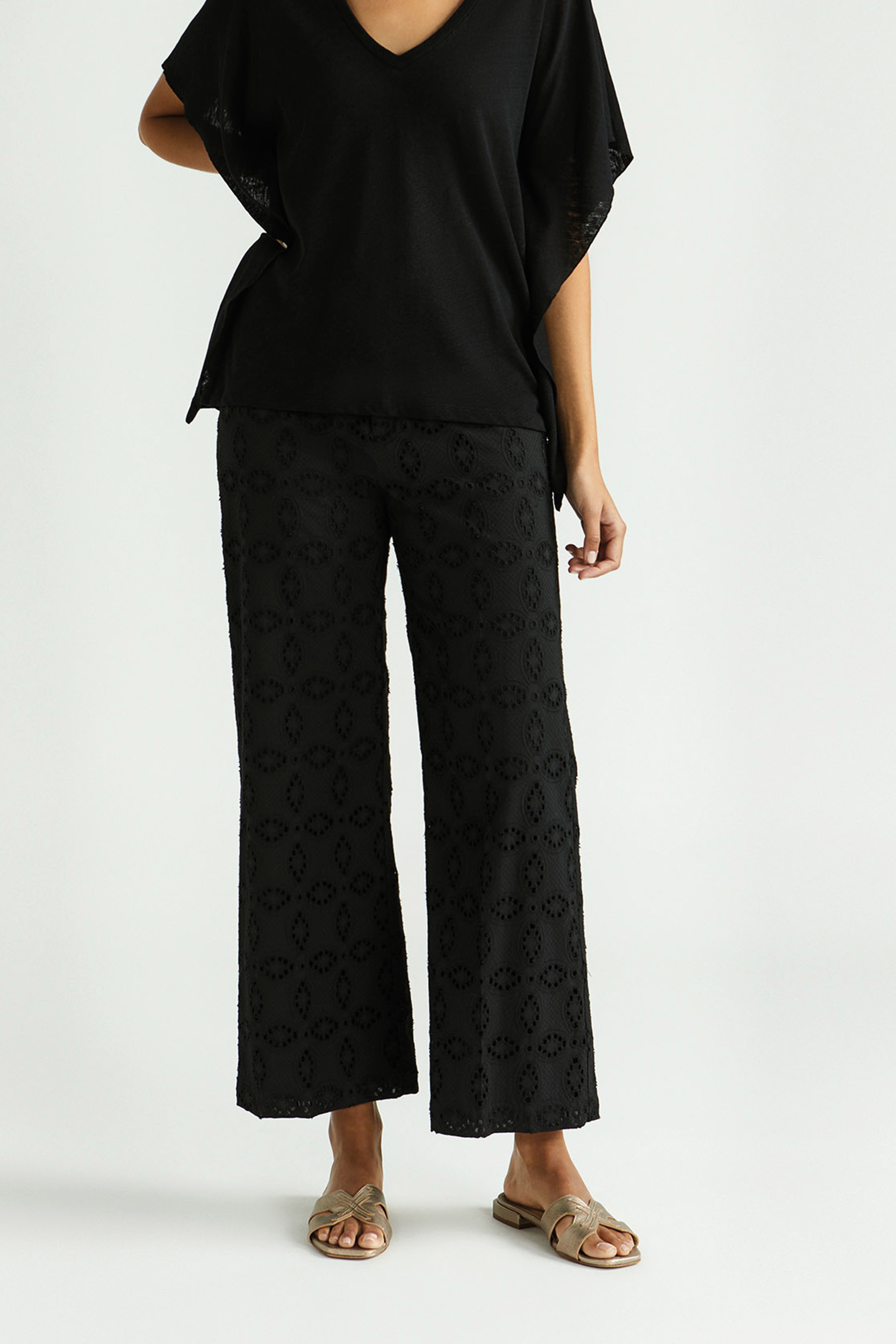 Rechte broek met broderie