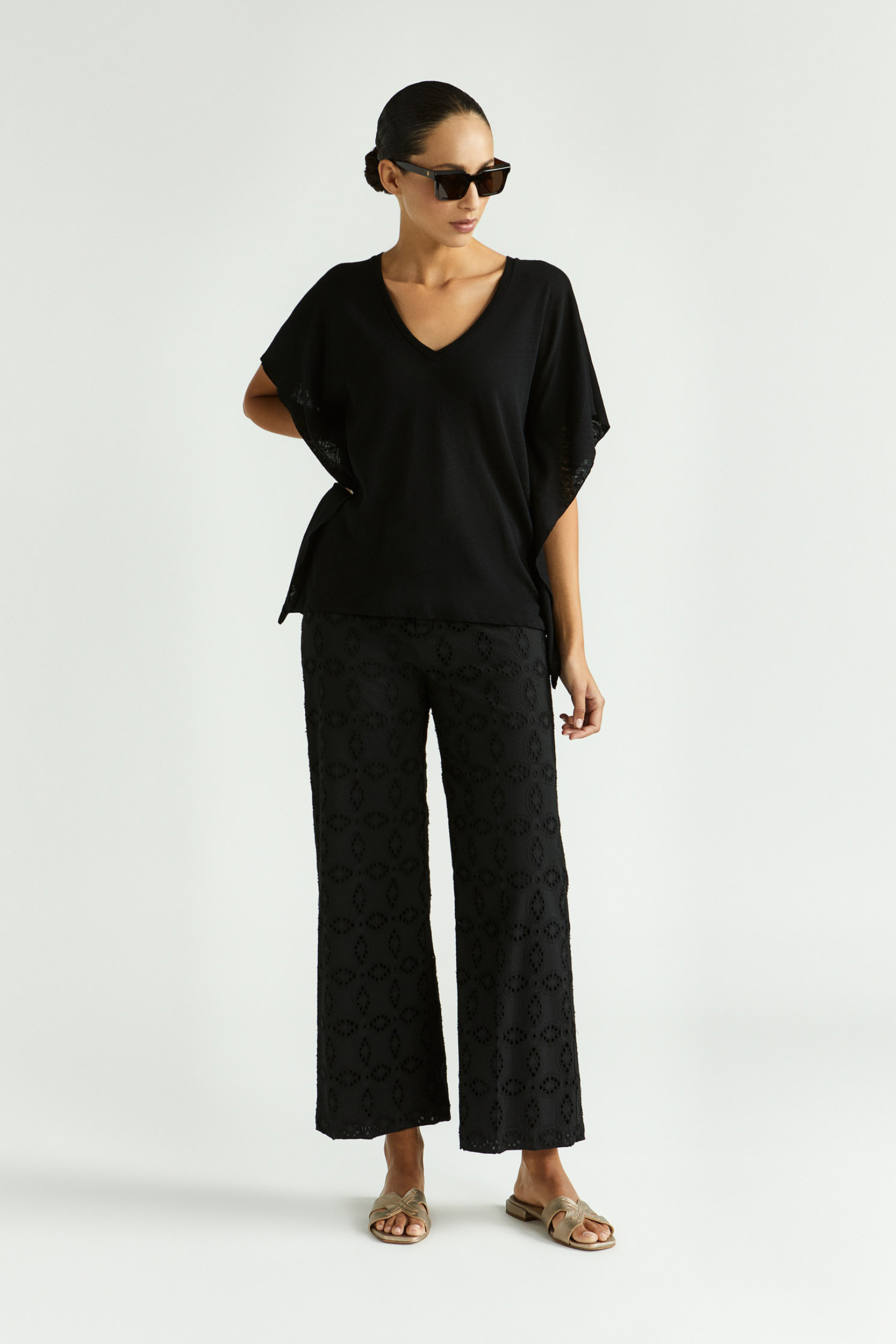 Rechte broek met broderie