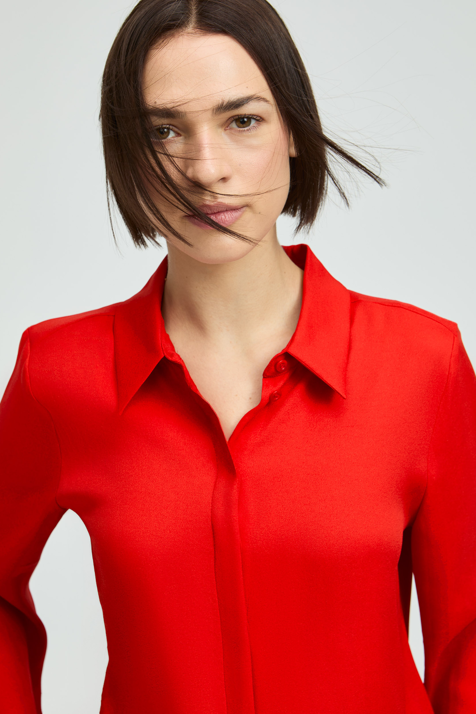Elegante blouse met hemdkraag