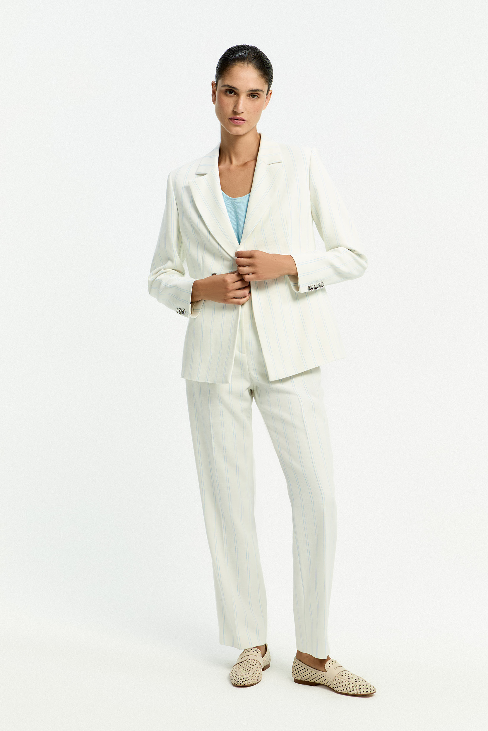 Blazer met elegante krijtstrepen