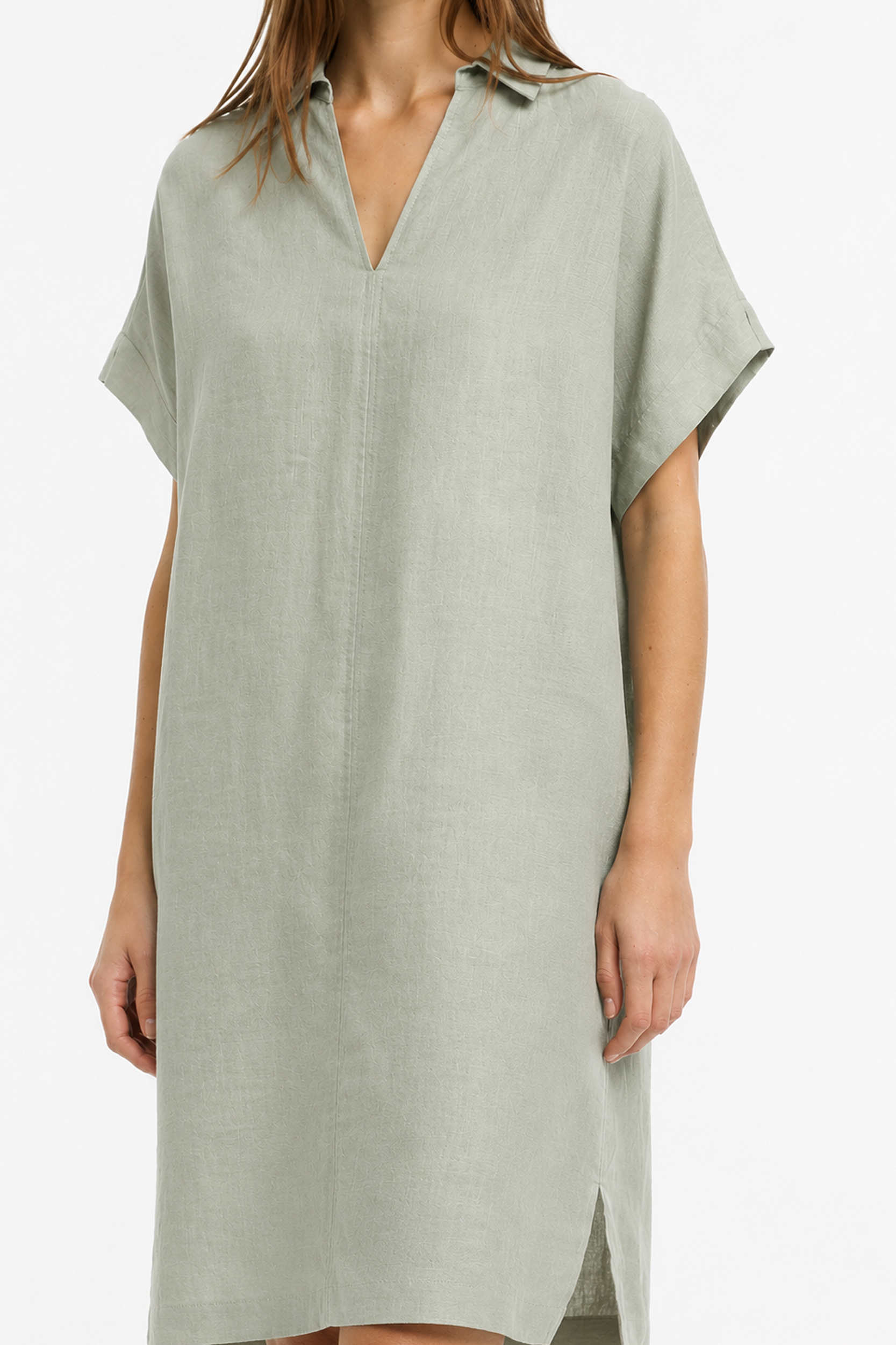 Robe en lin à manches courtes