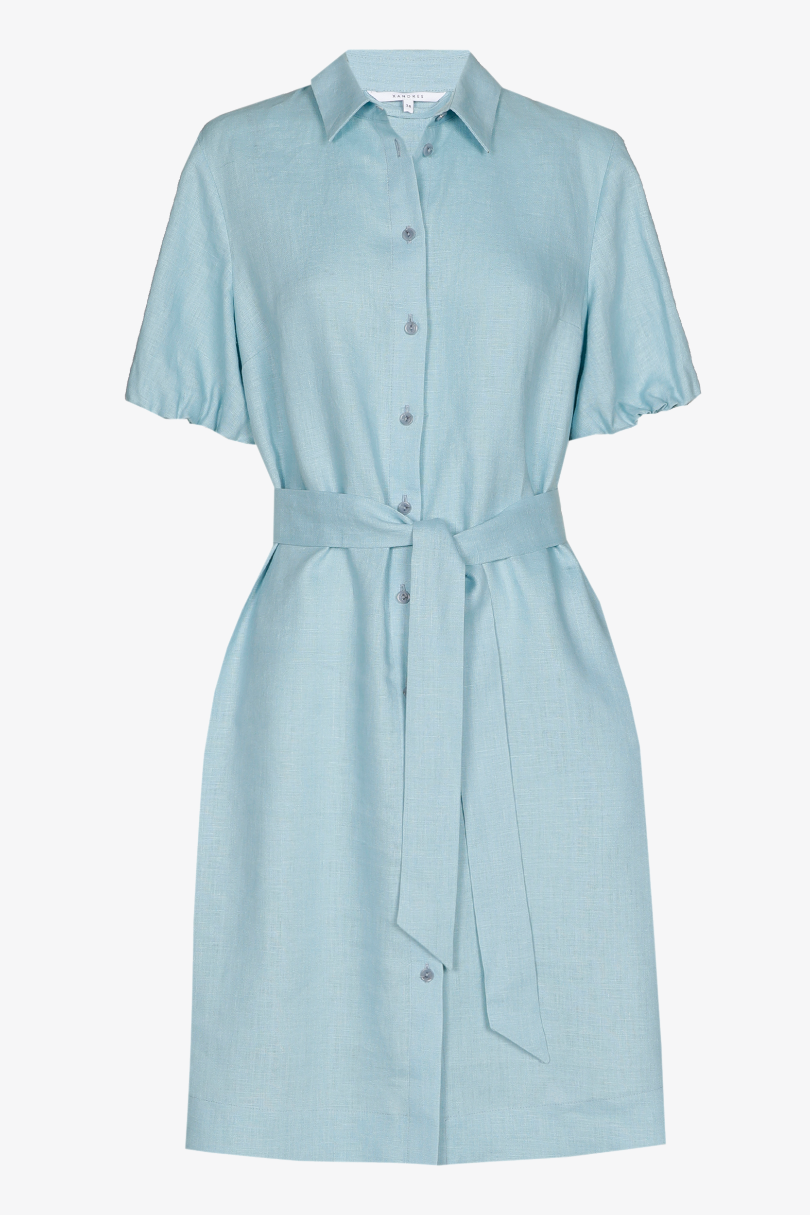 Hemdblusenkleid aus Leinen mit Ballonärmeln