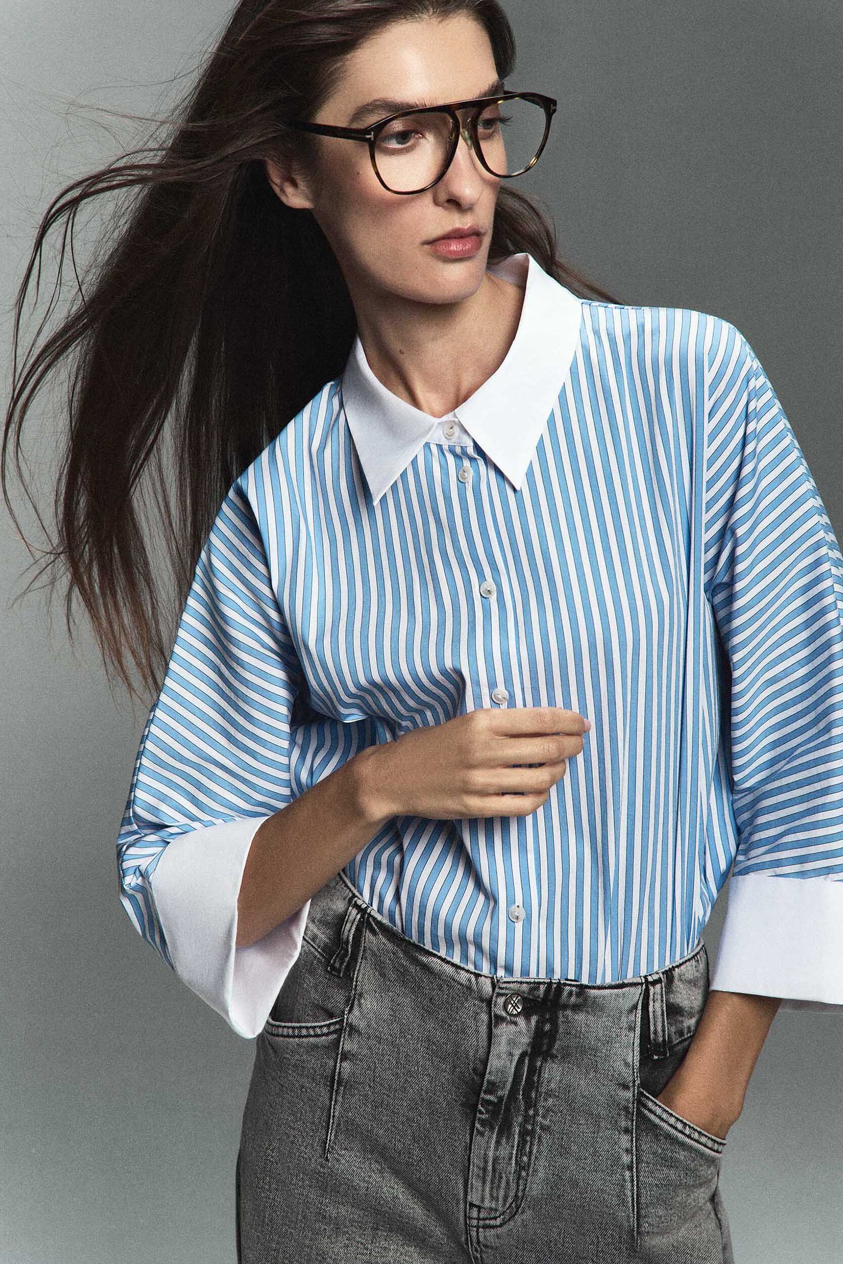 Contrasterende hemdblouse