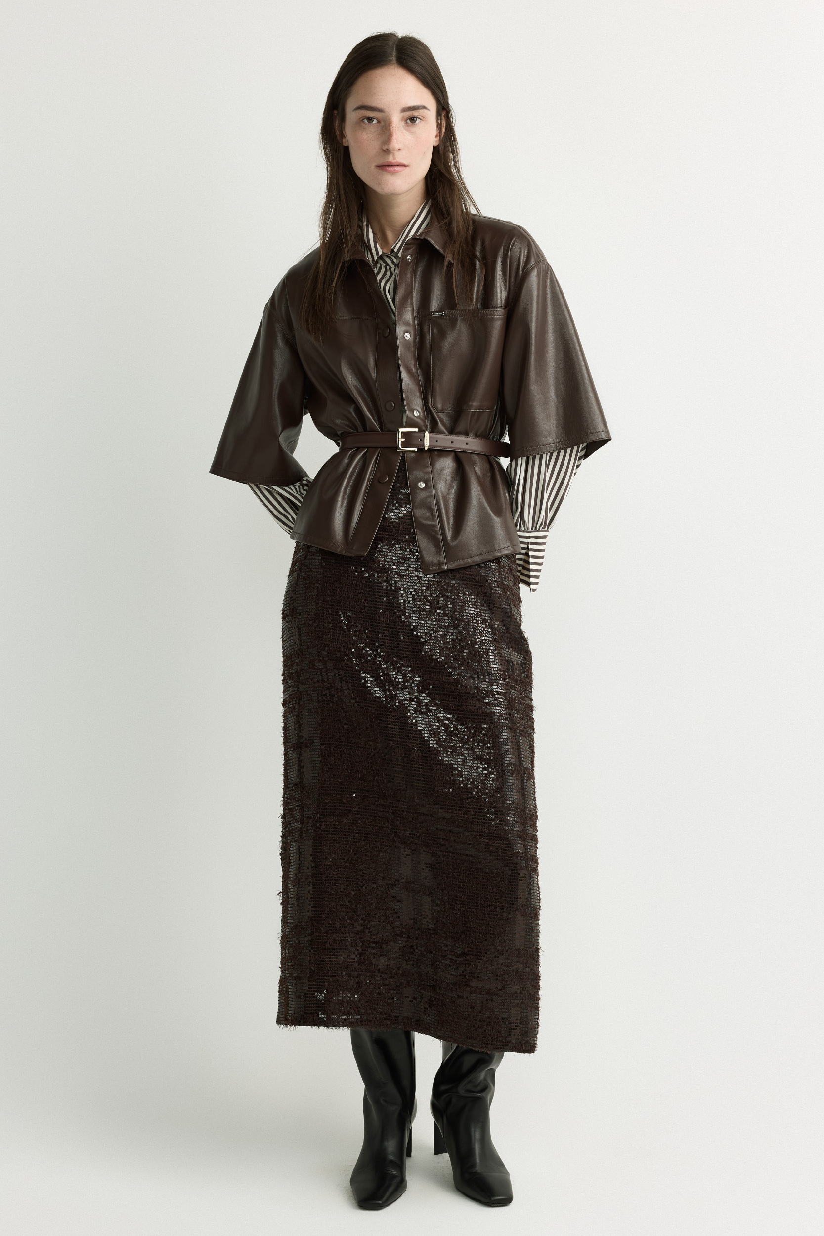 Faux leather blouse