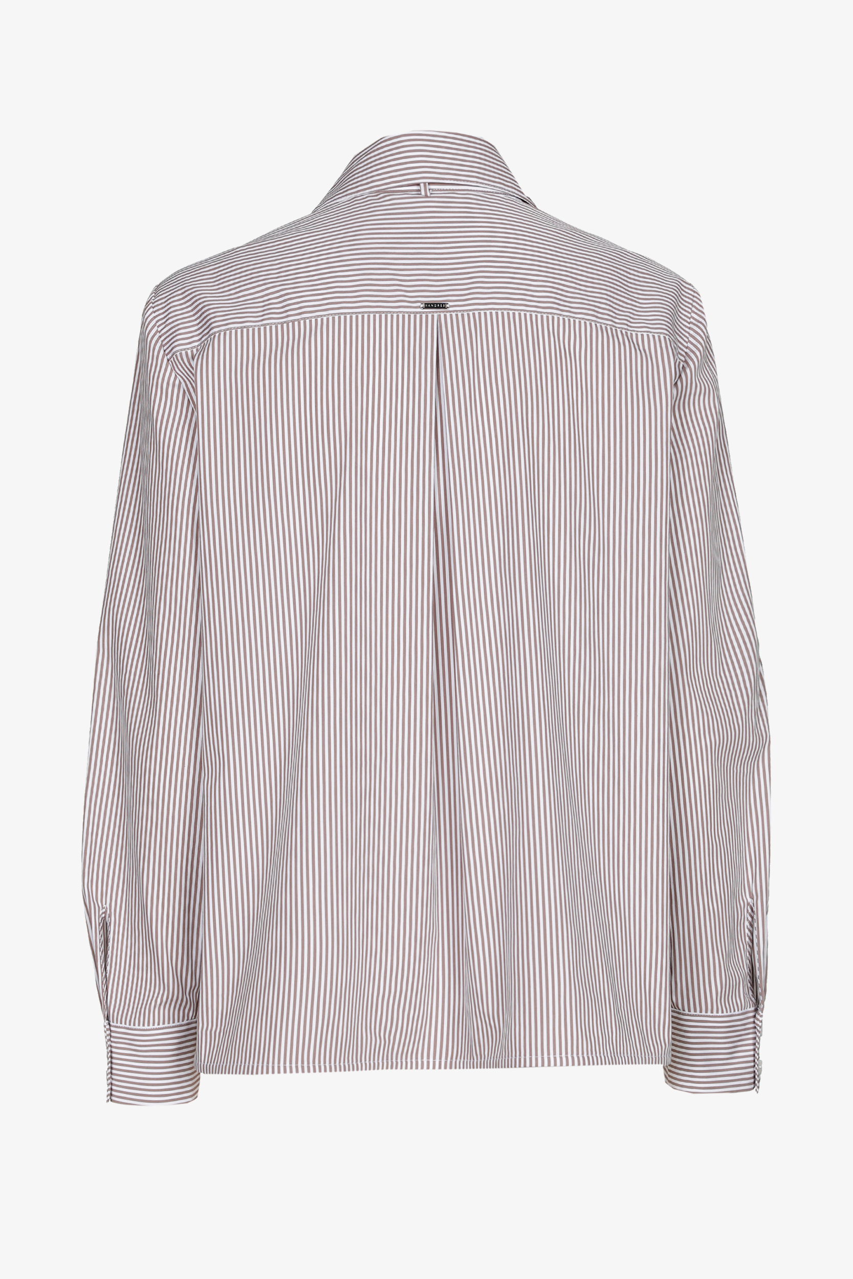 Striped blouse with detachable bow ribbon