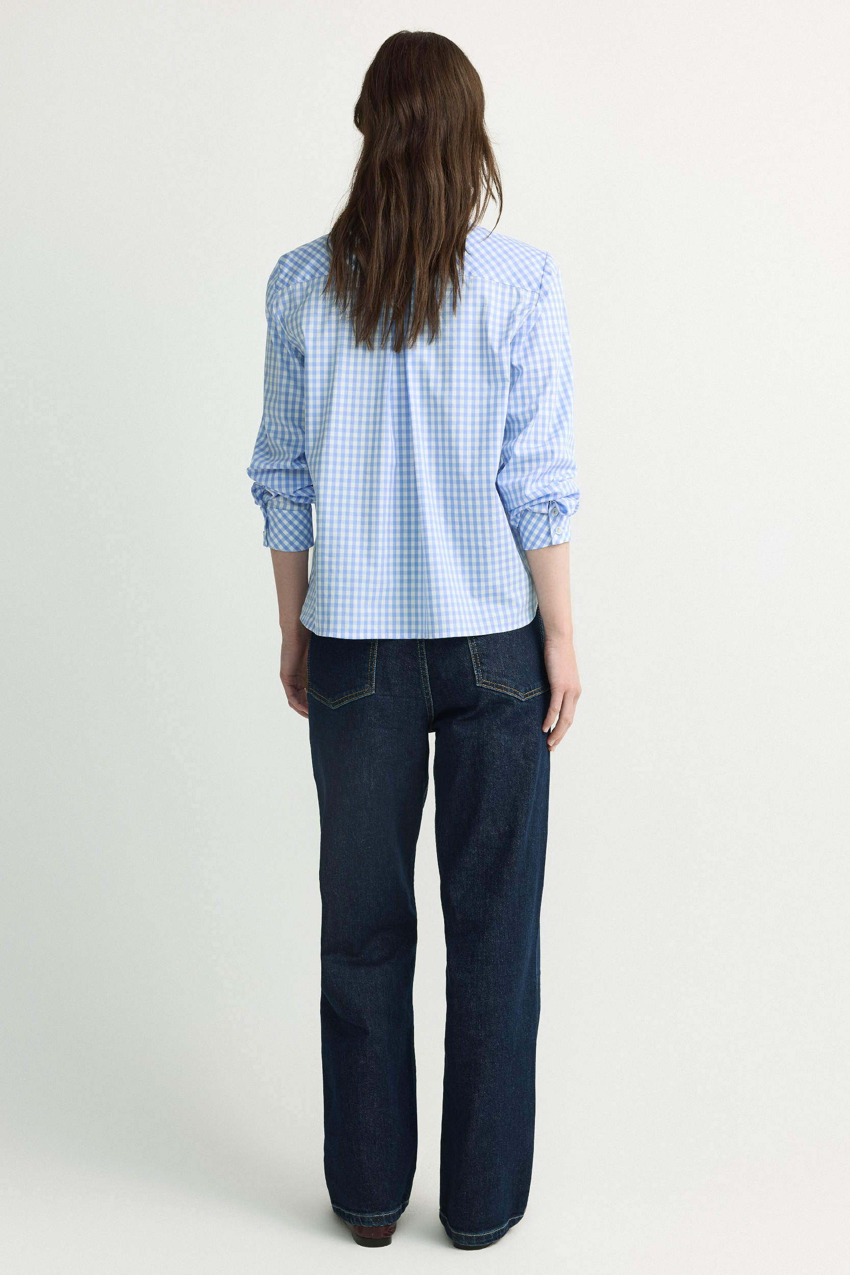 Checked shirt with detachable bow
