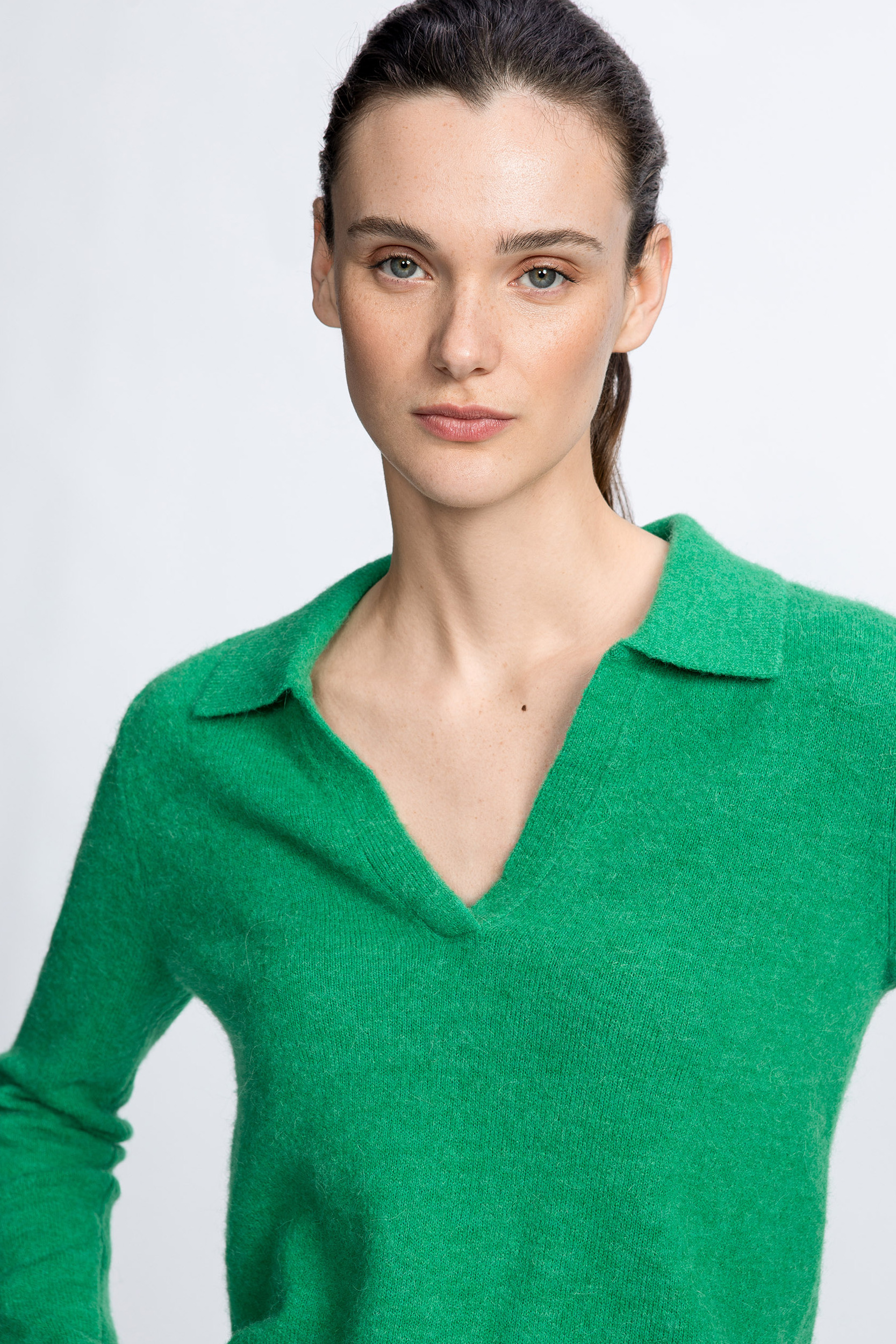 Pull polo en mélange d’alpaga