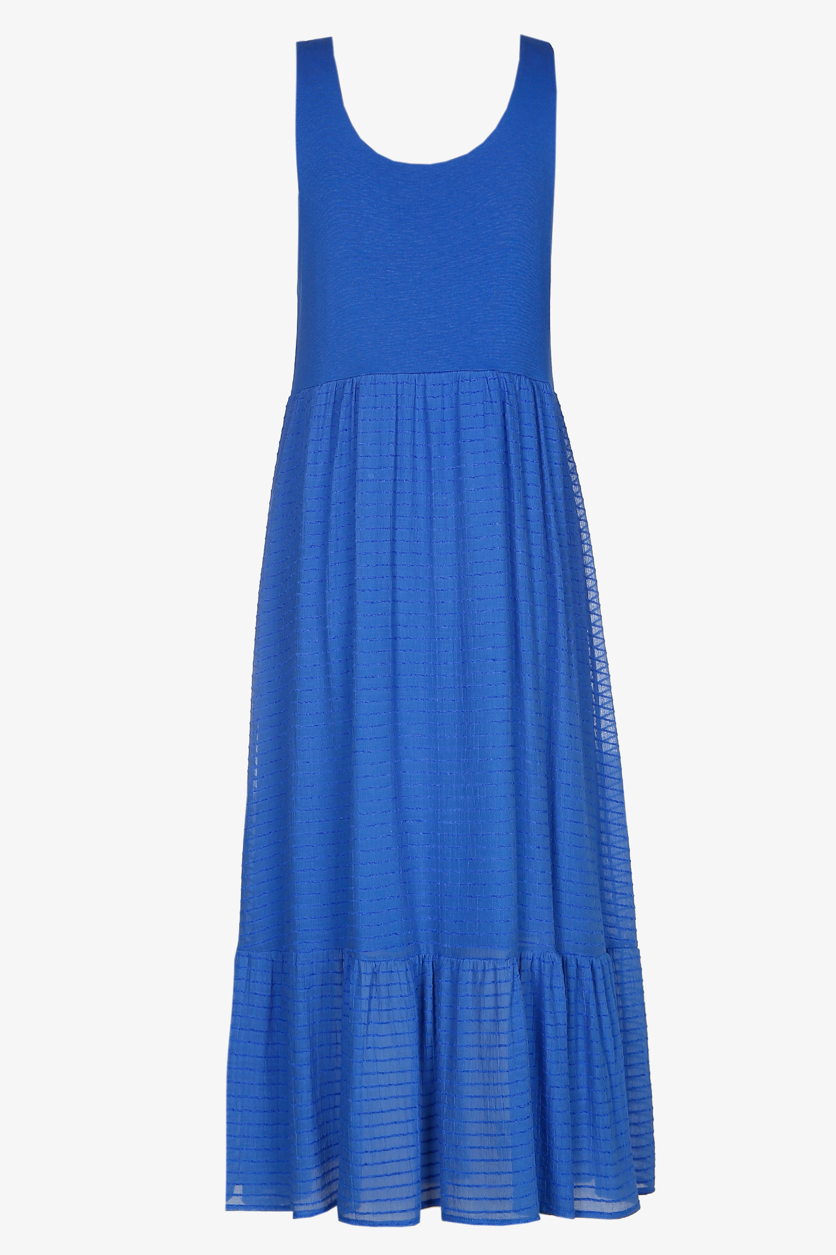 Sleeveless maxi dress with voile