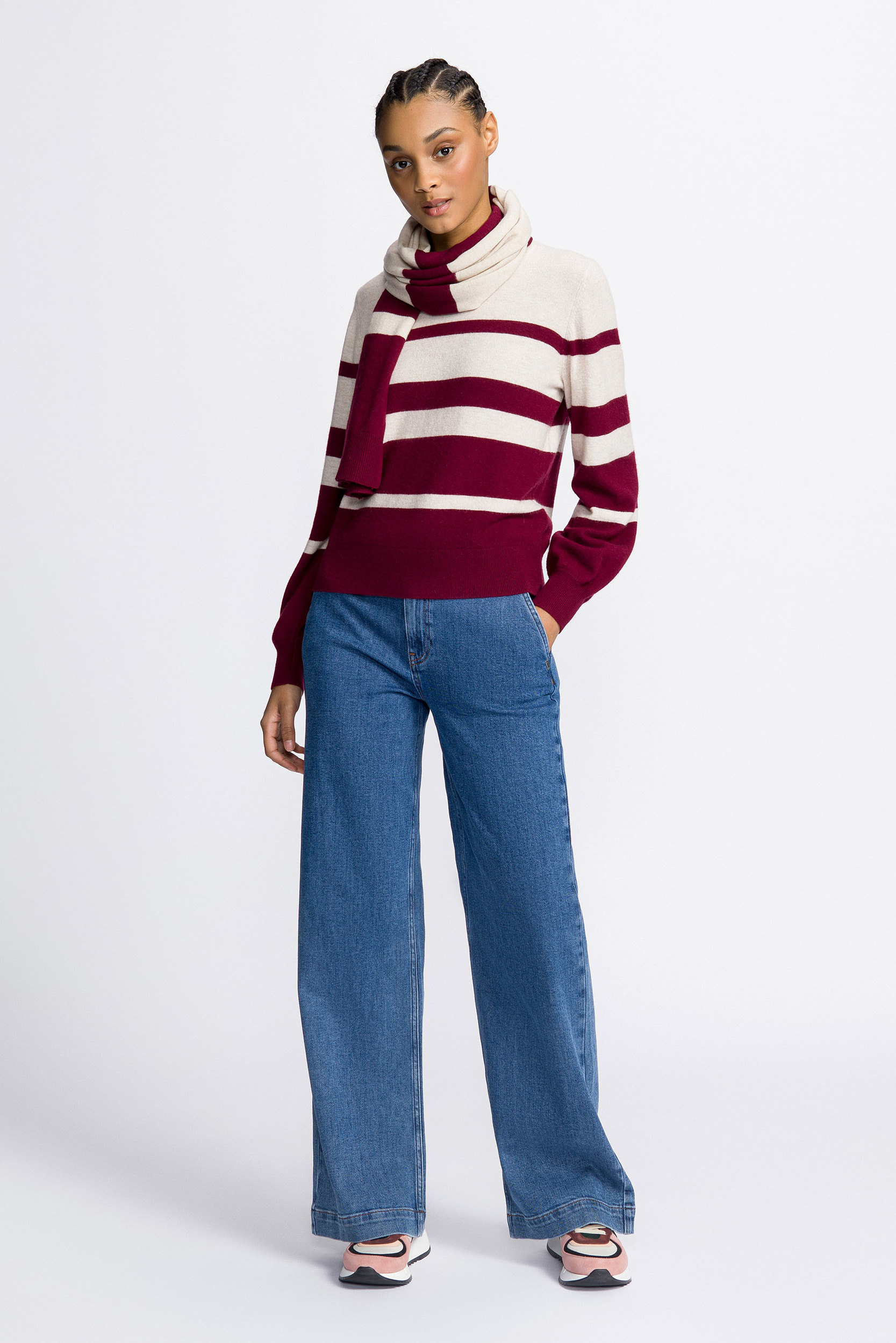 Striped pullover in a cashmere blend