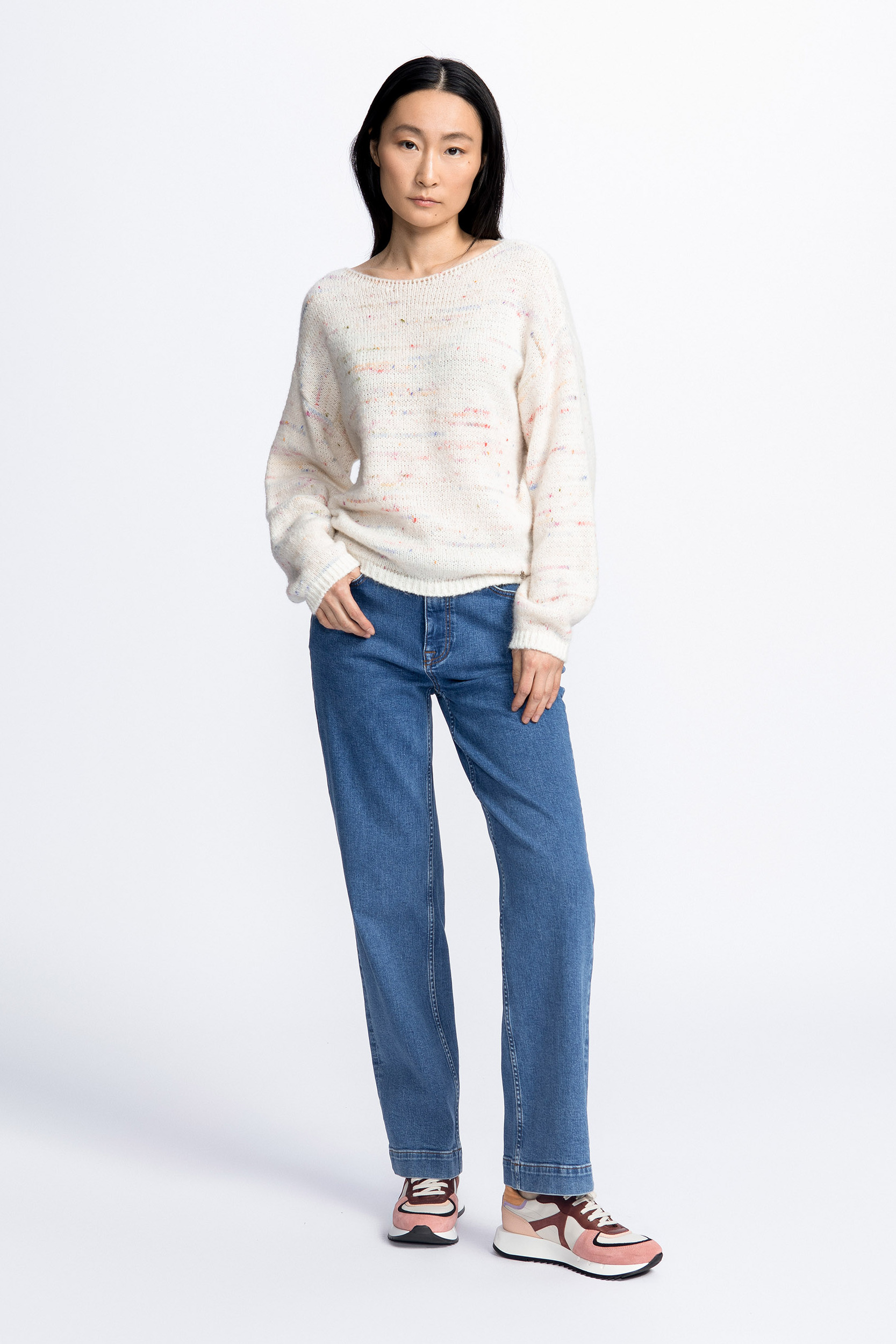 Pull multicolore en laine d’alpaga