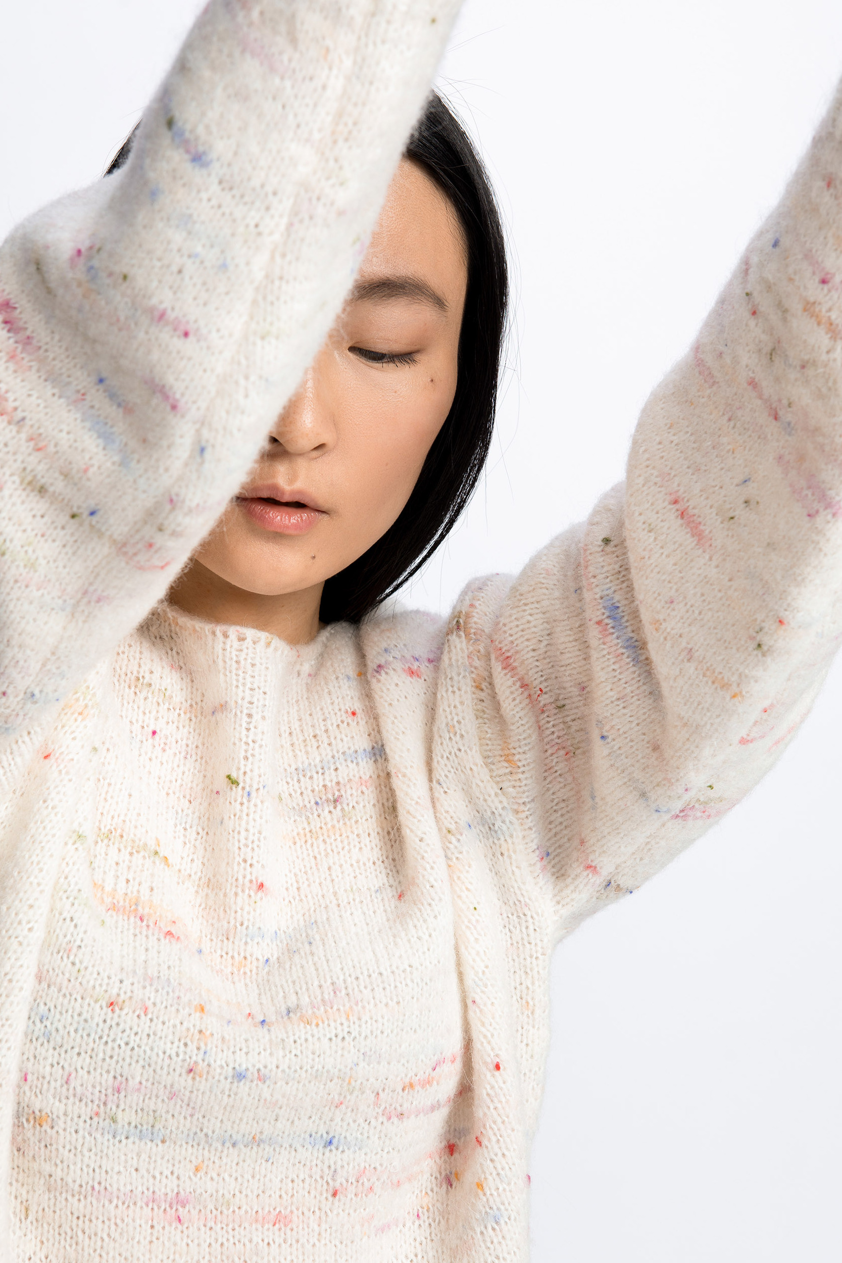 Pull multicolore en laine d’alpaga