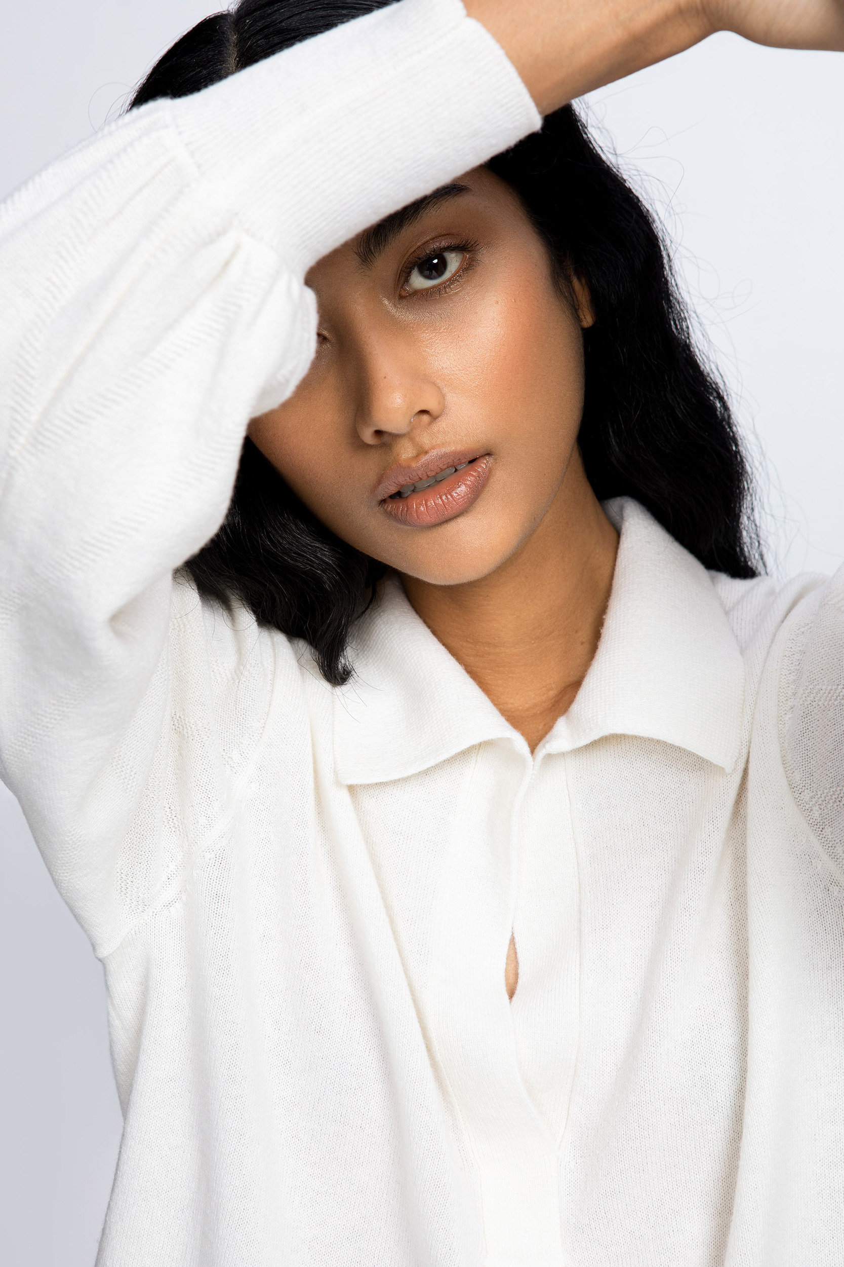 Pullover with polo collar